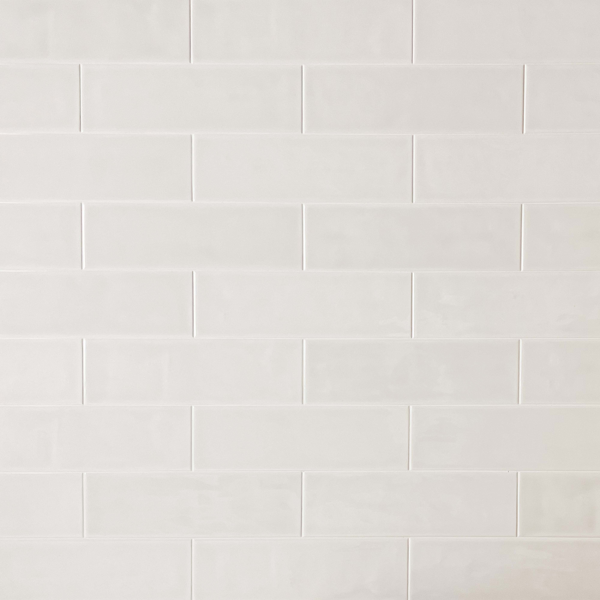Photos - Tile CRUZ Bay Studio BE3 Bedouin - 4" x 12" Brick Wall  - Glossy Visual - Sold by Carton  Off-White Gloss Floo (9.9 SF/Carton)