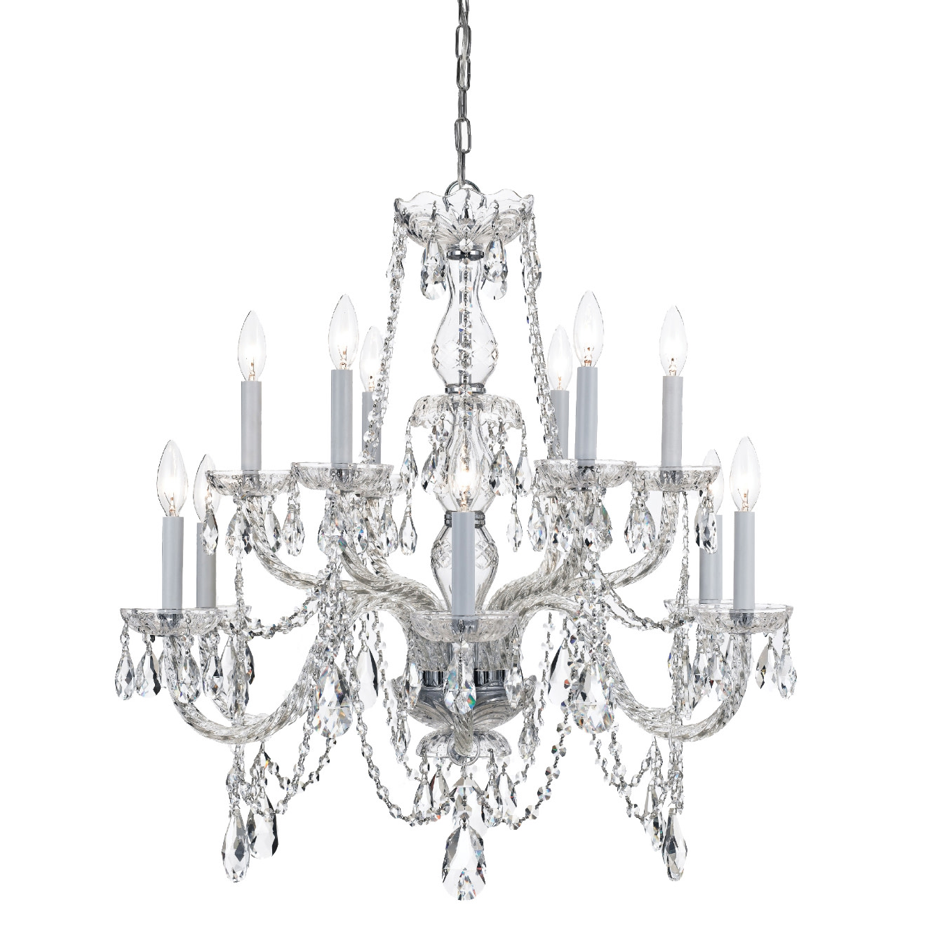 Photos - Chandelier / Lamp Wide Crystorama Lighting Group 1135-CL-MWP Traditional Crystal 12 Light 31"  Crystal Chandelier with Hand Cut Crystal Accents 