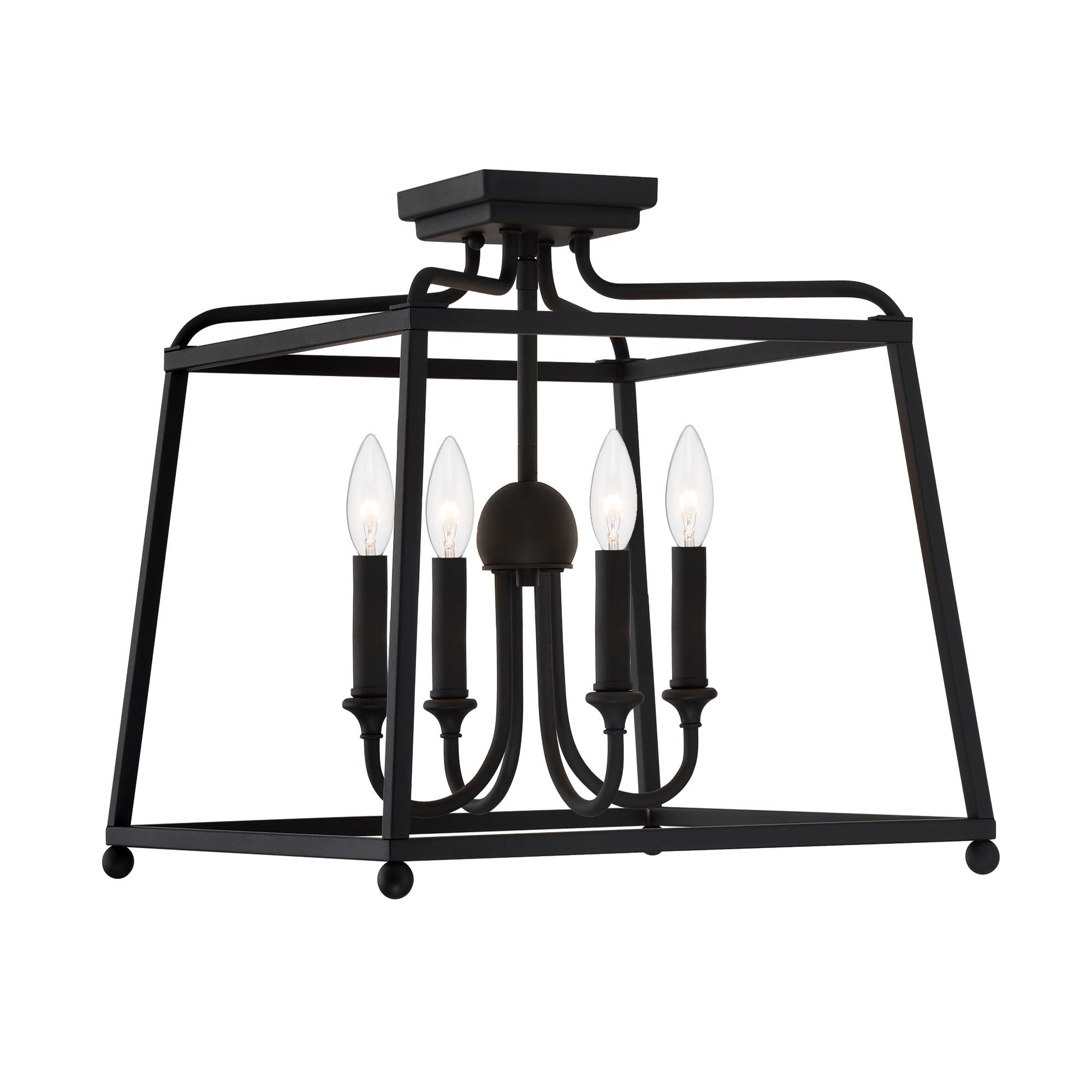 Photos - Chandelier / Lamp Wide Crystorama Lighting Group 2243NOSHADE Sylvan 4 Light 16"  Semi-Flush Ceiling Fixture Black Forged Indoor Lighting Ceilin 