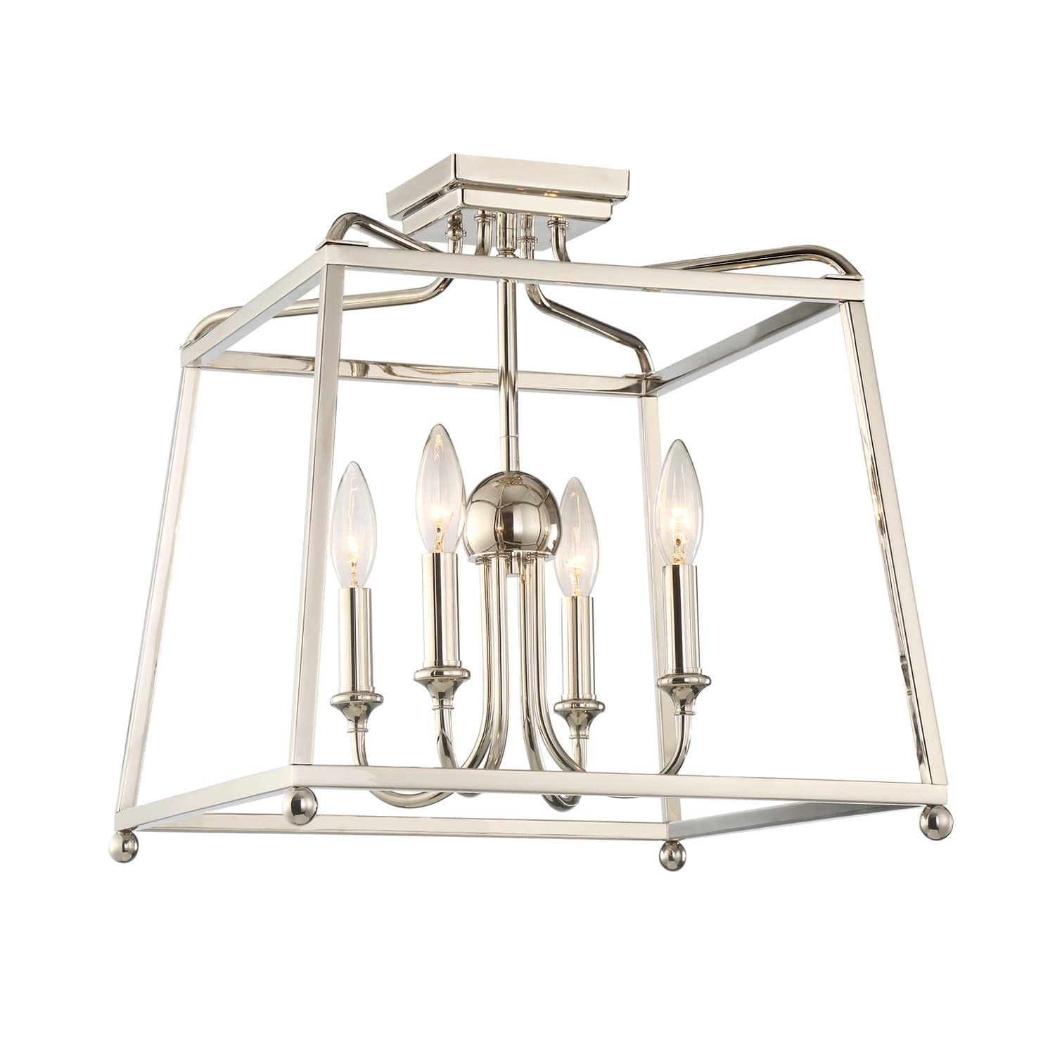 Photos - Chandelier / Lamp Wide Crystorama Lighting Group 2243NOSHADE Sylvan 4 Light 16"  Semi-Flush Ceiling Fixture Polished Nickel Indoor Lighting Cei 