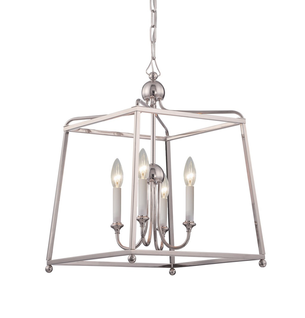 Photos - Chandelier / Lamp Wide Crystorama Lighting Group 2245NOSHADE Sylvan 4 Light 16"  Taper Candle Pendant Polished Nickel Indoor Lighting Pendants 