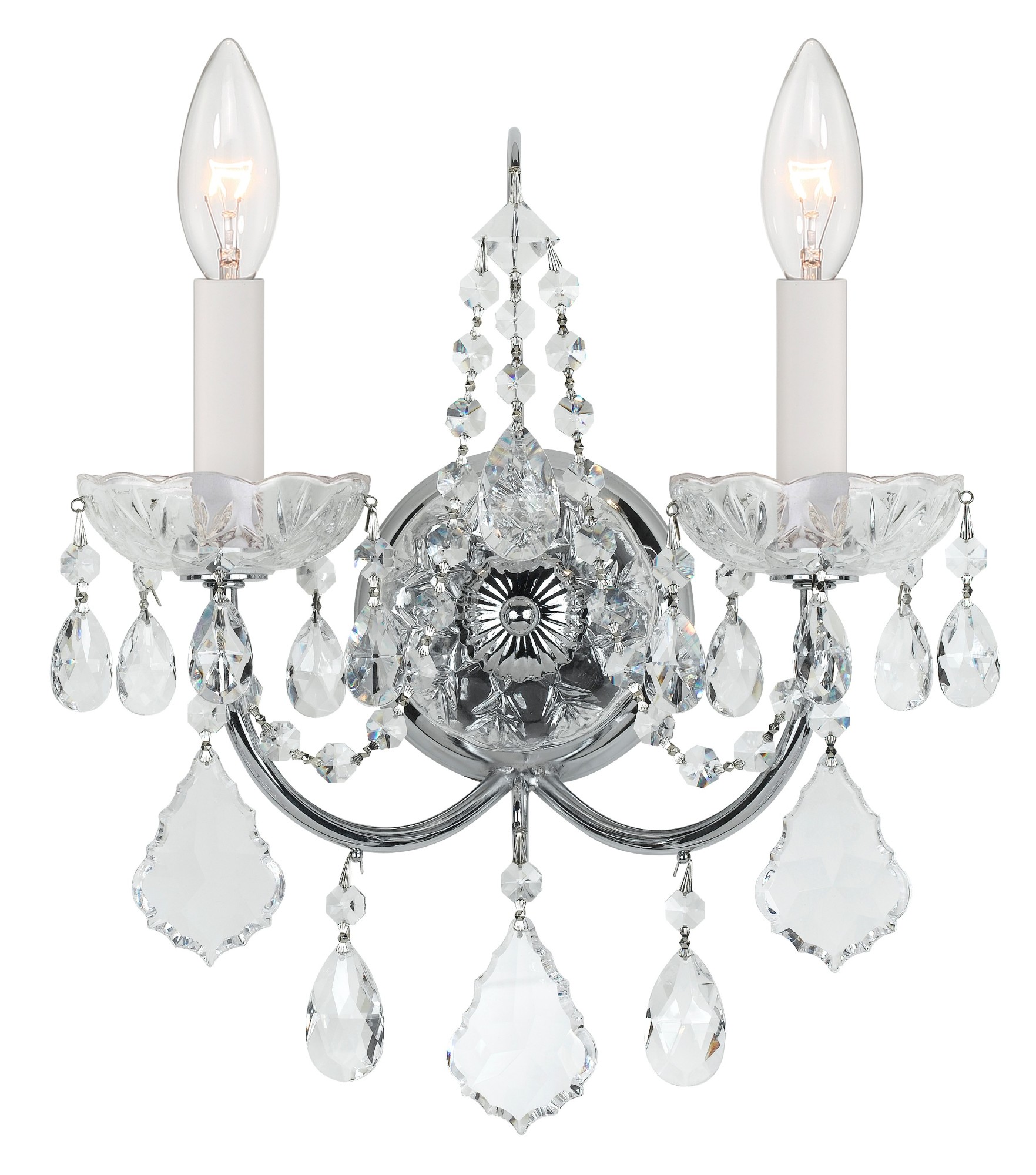 Photos - Chandelier / Lamp Imperial Crystorama Lighting Group 3222-CL-MWP  2 Light 14" Tall Wall Sconce with Hand Cut Crystal Accents Polished Chrome In 
