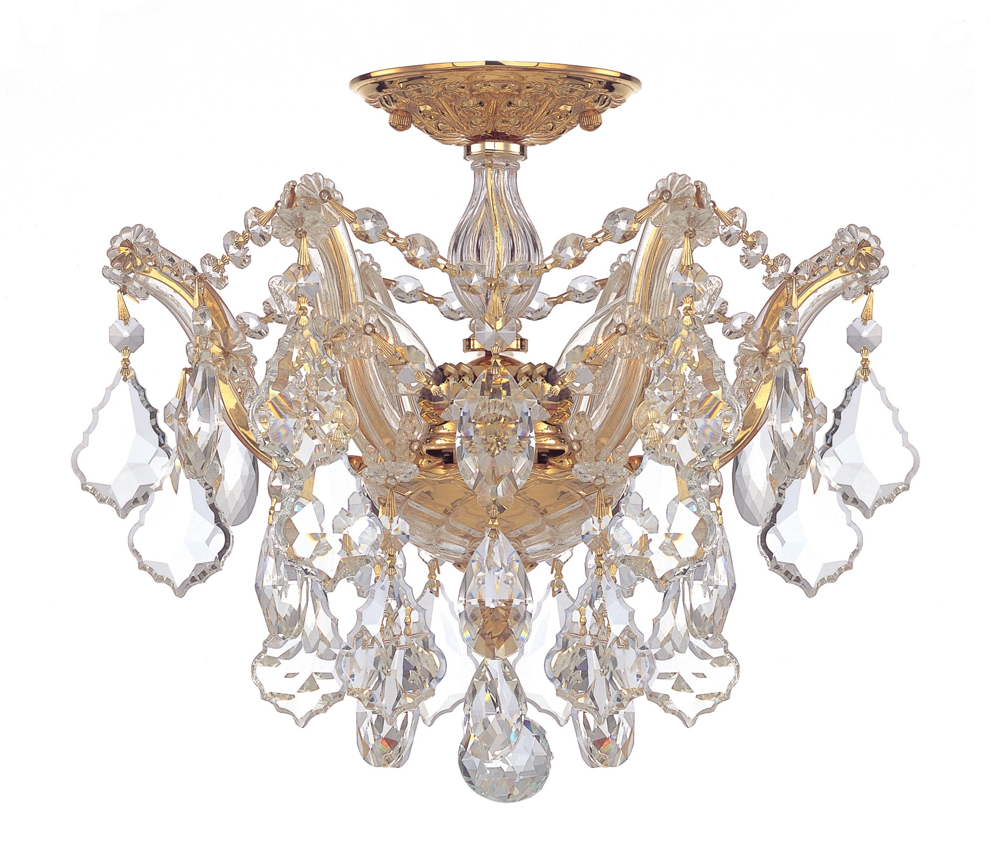 Photos - Chandelier / Lamp Wide Crystorama Lighting Group 4430-CL-SAQ Maria Theresa 3 Light 14"  Semi-Flush Waterfall Ceiling Fixture with Swarovski Spe 