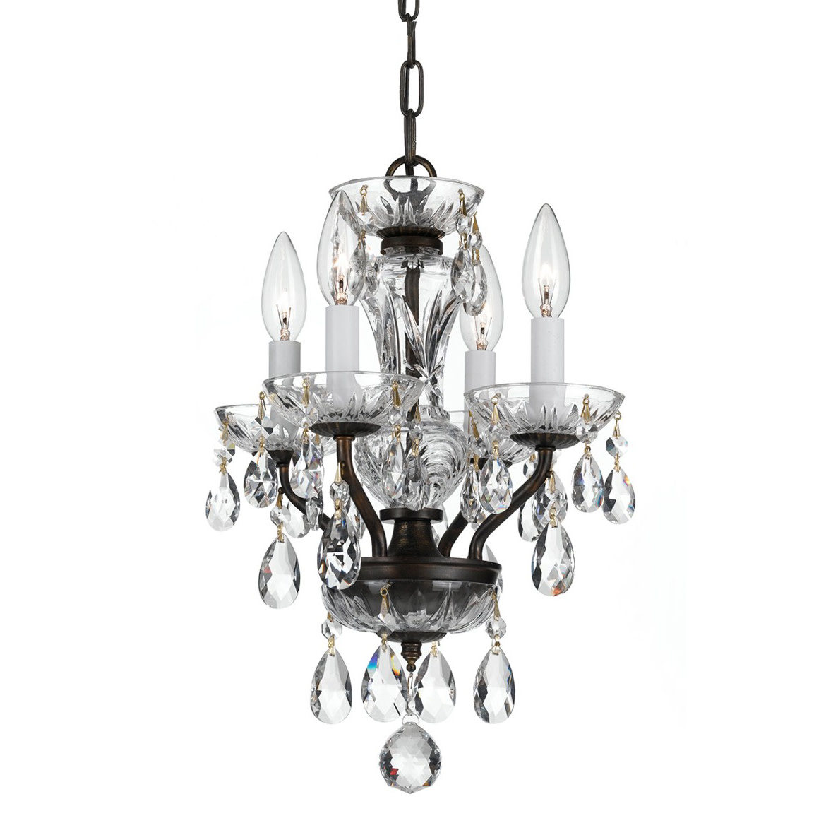 Photos - Chandelier / Lamp Wide Crystorama Lighting Group 5534-CL-S Traditional Crystal 4 Light 11"  Crystal Pendant with Swarovski Strass Crystal Accen 