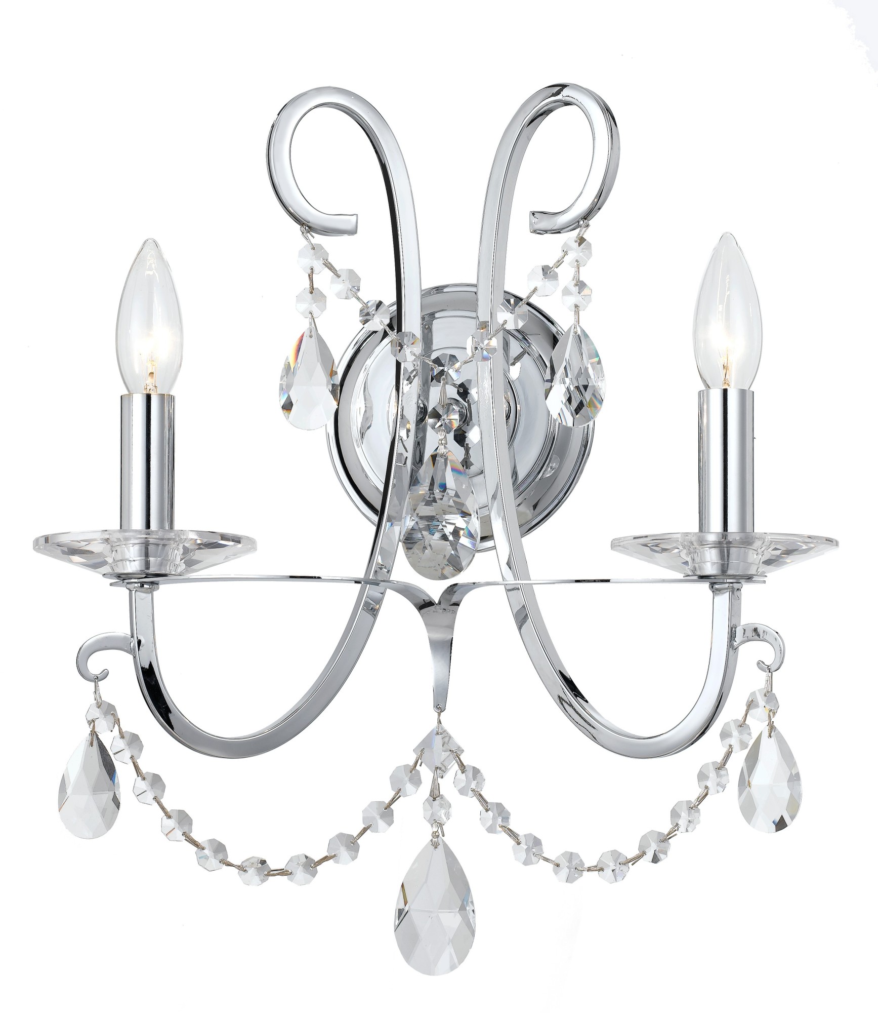 Photos - Chandelier / Lamp Othello Crystorama Lighting Group 6822-CL-S  2 Light 16" Tall Wall Sconce with Swarovski Strass Crystal Accents Polished Chro 