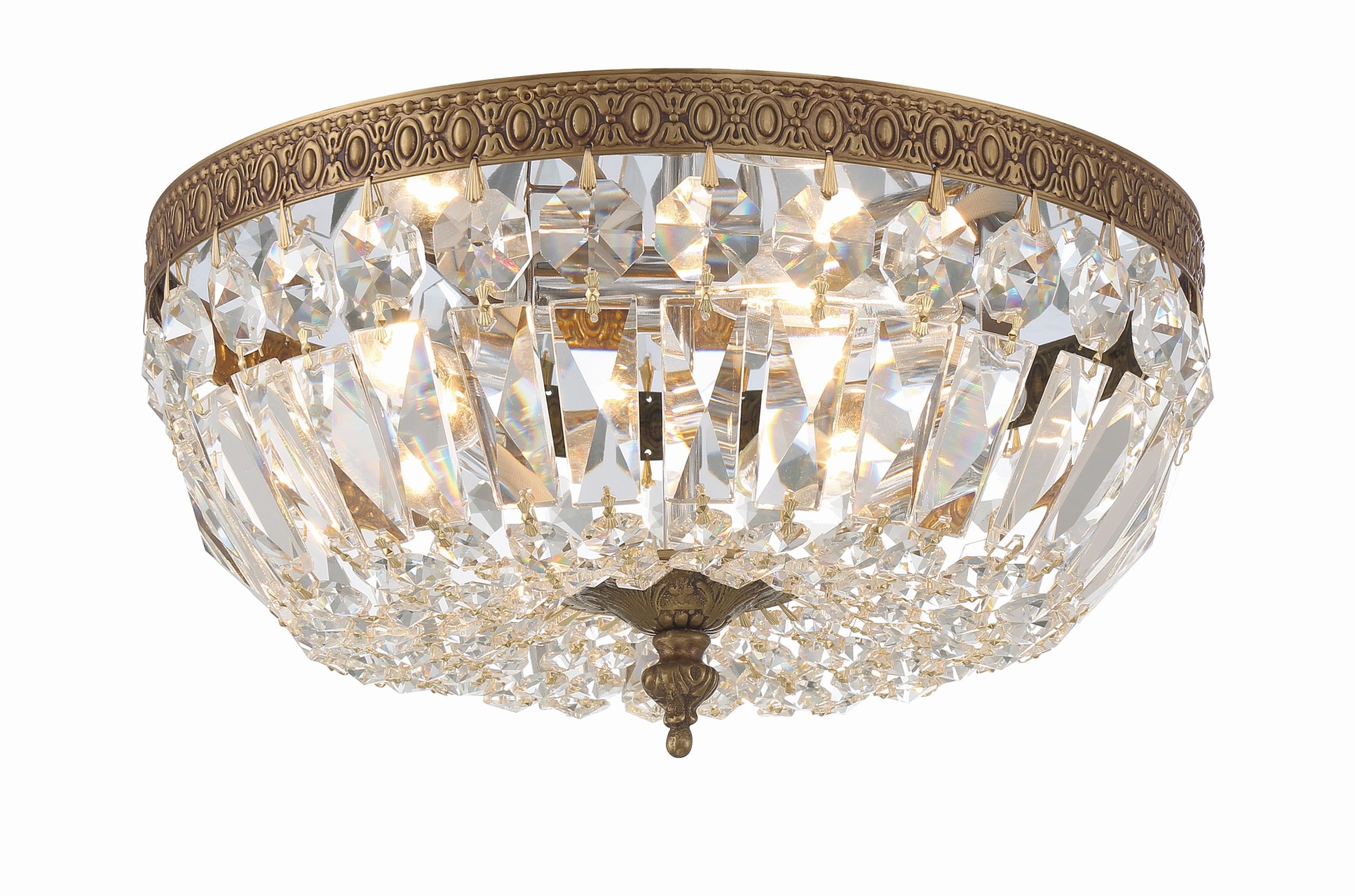 Photos - Chandelier / Lamp Wide Crystorama Lighting Group 712-CL-MWP Ceiling Mount 3 Light 12"  Flush Mount Bowl Ceiling Fixture with Handcut Crystal Ac 