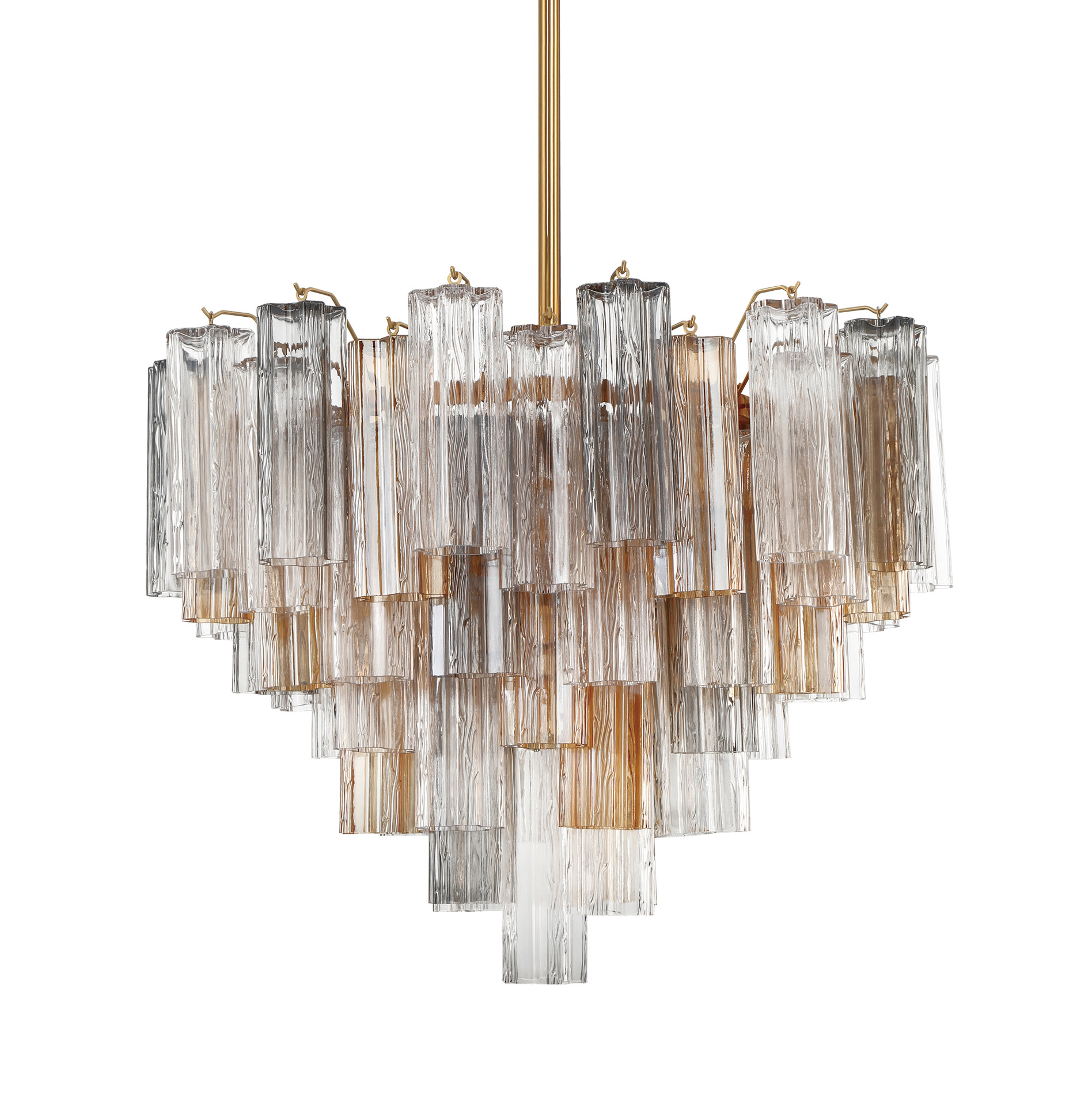 Photos - Chandelier / Lamp Addis Crystorama Lighting Group ADD-312-AU  12 Light 27" Wide Waterfall Chandelier with Autumn Glass Shades Aged Brass Indoor 