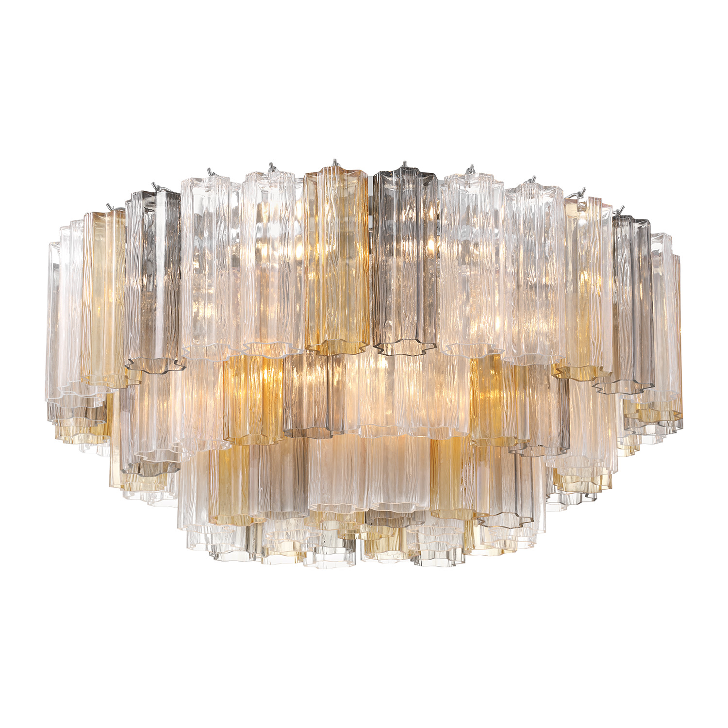 Photos - Chandelier / Lamp Addis Crystorama Lighting Group ADD-331-AU  16 Light 32" Wide Flush Mount Drum Ceiling Fixture with Autumn Tronchi Glass Shad 