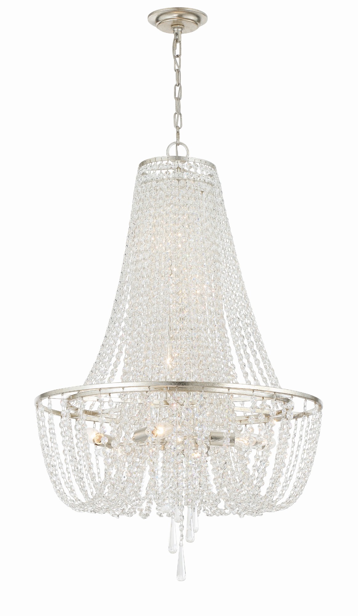 Photos - Chandelier / Lamp Crystorama Lighting Group ARC-1917-CL-MWP Arcadia 9 Light 24" Wide Crystal Empire Chandelier with Hand Cut Crystal Accents A