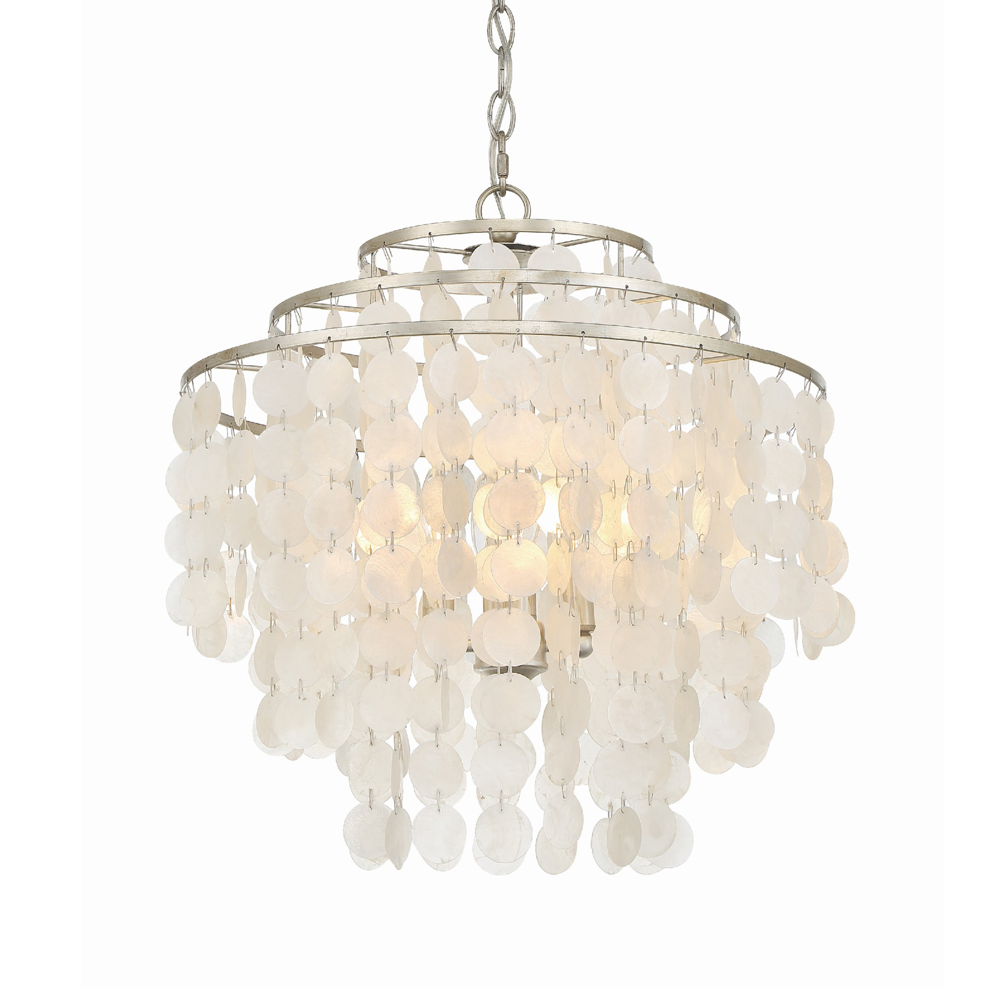 Photos - Chandelier / Lamp Brielle Crystorama Lighting Group BRI-3008  4 Light 18" Wide Chandelier with Shell Shade Antique Silver Indoor Lighting Chand 