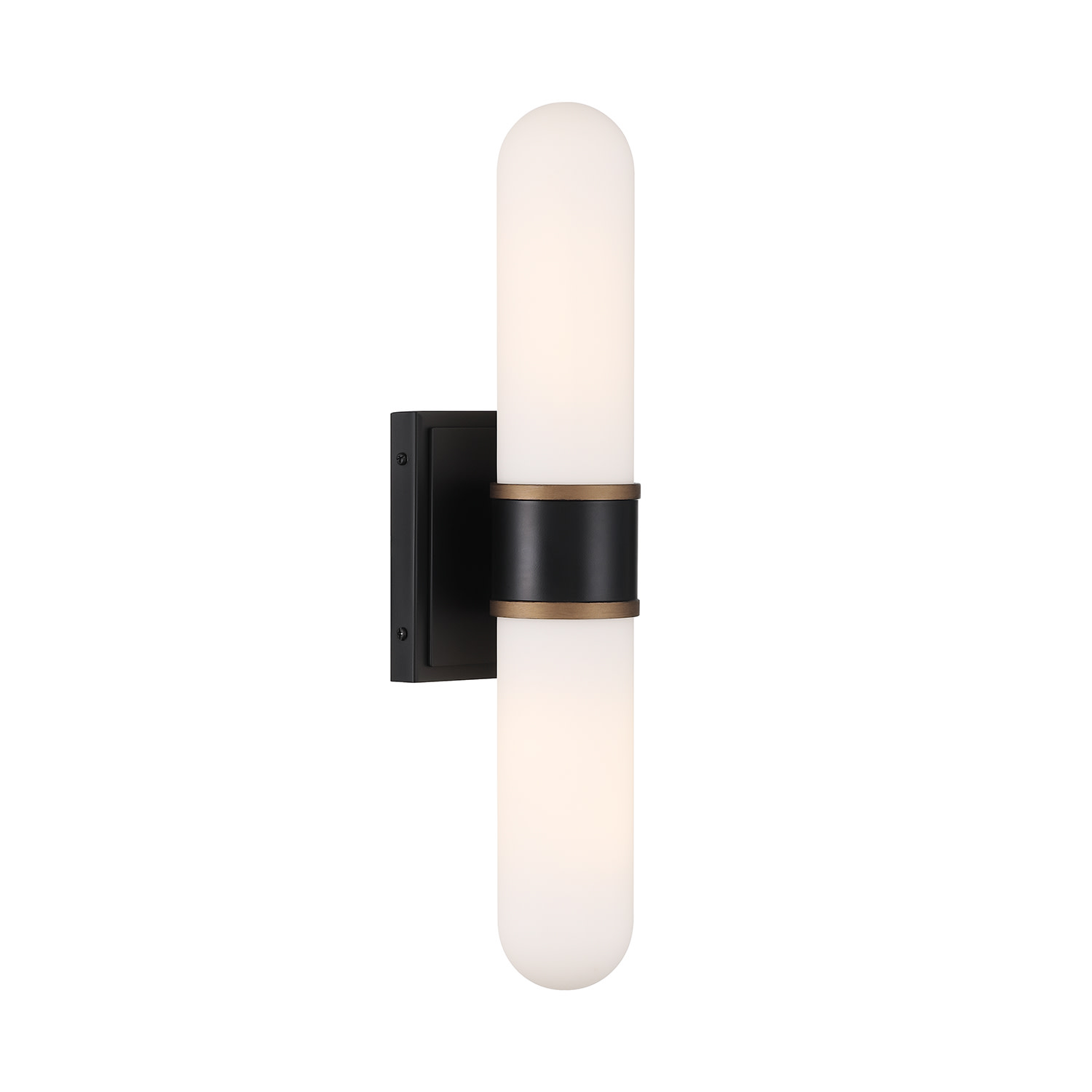 Photos - Chandelier / Lamp Crystorama Lighting Group CAP-8512 Capsule 2 Light 19" Tall LED Wall Sconce with Frosted Glass Shades Matte Black / Textured