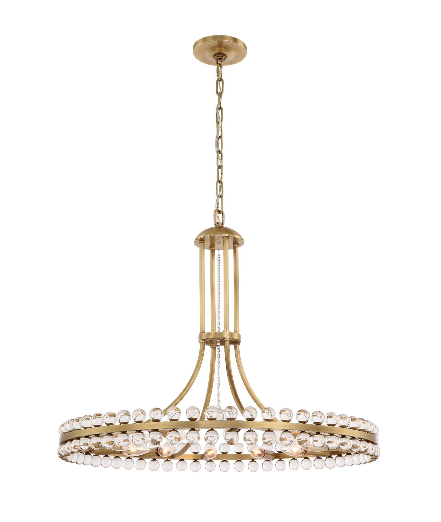 Photos - Chandelier / Lamp Clover Crystorama Lighting Group CLO-8899  12 Light 29" Wide Ring Chandelier with Glass Ball Accents Aged Brass Indoor Lighti 