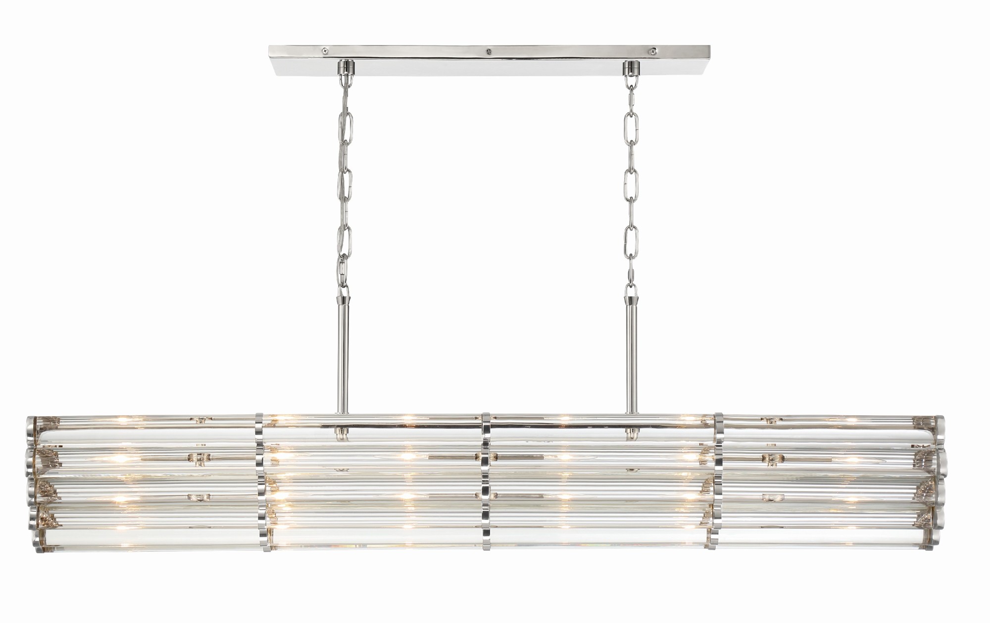Photos - Chandelier / Lamp Wide Crystorama Lighting Group ELL-B3007 Elliot 6 Light 48"  Linear Chandelier Polished Nickel Indoor Lighting Chandeliers EL 