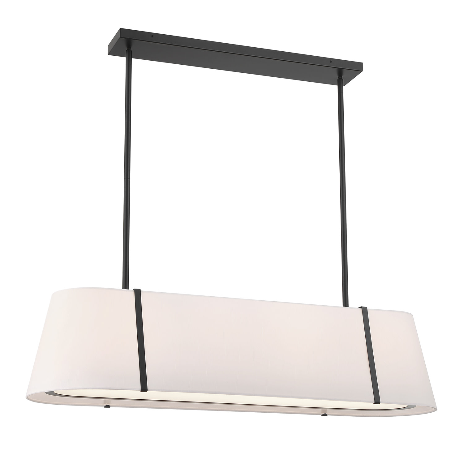 Photos - Chandelier / Lamp Fulton Crystorama Lighting Group FUL-917  4 Light 42" Wide Linear Chandelier with Silk Shade Black Indoor Lighting Chandelier 