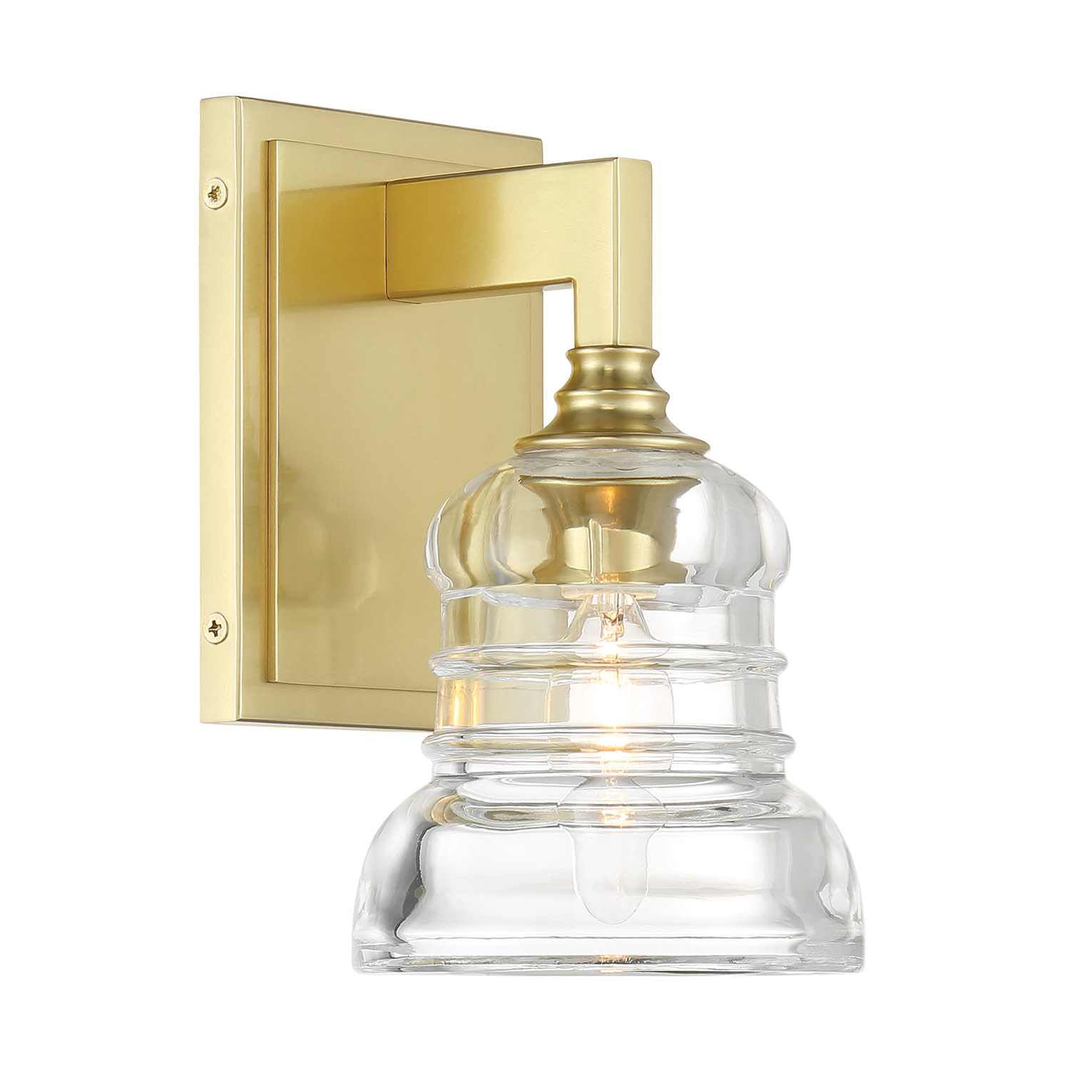 Photos - Chandelier / Lamp Gregory Crystorama Lighting Group GRG-1041  9" Tall Bathroom Sconce with Clear Glass Shade Aged Brass Indoor Lighting Bathroo 