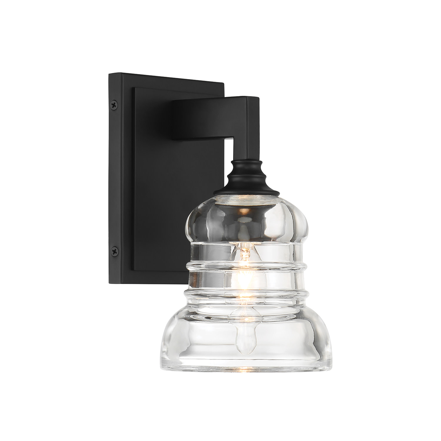 Photos - Chandelier / Lamp Gregory Crystorama Lighting Group GRG-1041  9" Tall Bathroom Sconce with Clear Glass Shade Matte Black Indoor Lighting Bathro 