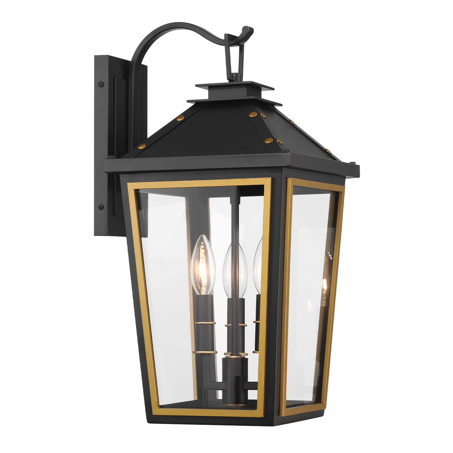 Photos - Floodlight / Street Light Hawkins Crystorama Lighting Group HAW-602  3 Light 20" Tall Outdoor Wall Sconce with Clear Glass Shade Matte Black / Textured 