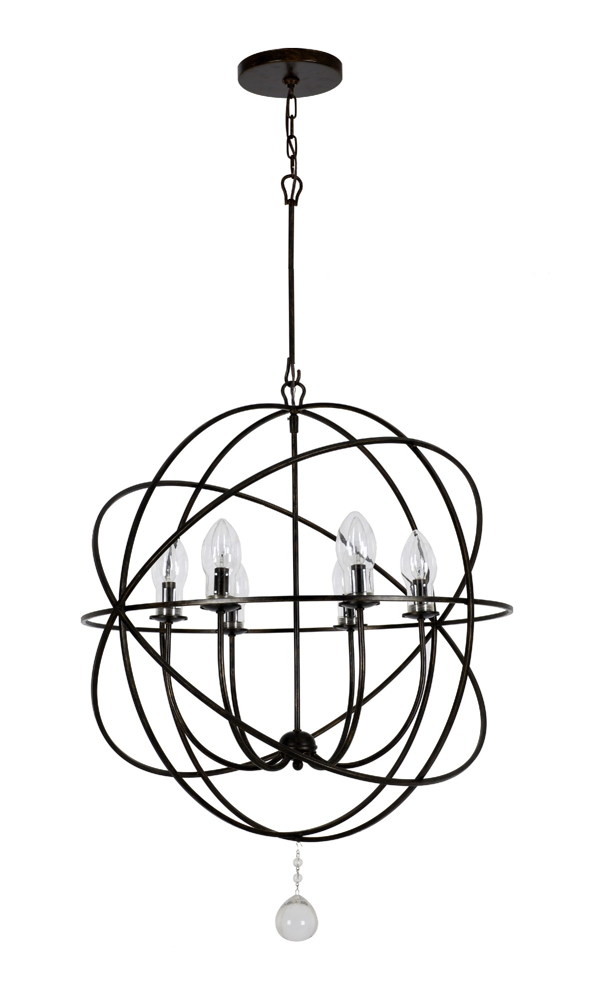 Photos - Floodlight / Street Light Solaris Crystorama Lighting Group SOL-9328  6 Light 29" Wide Outdoor Cage Pendant with Clear Glass Shades English Bronze Outd 