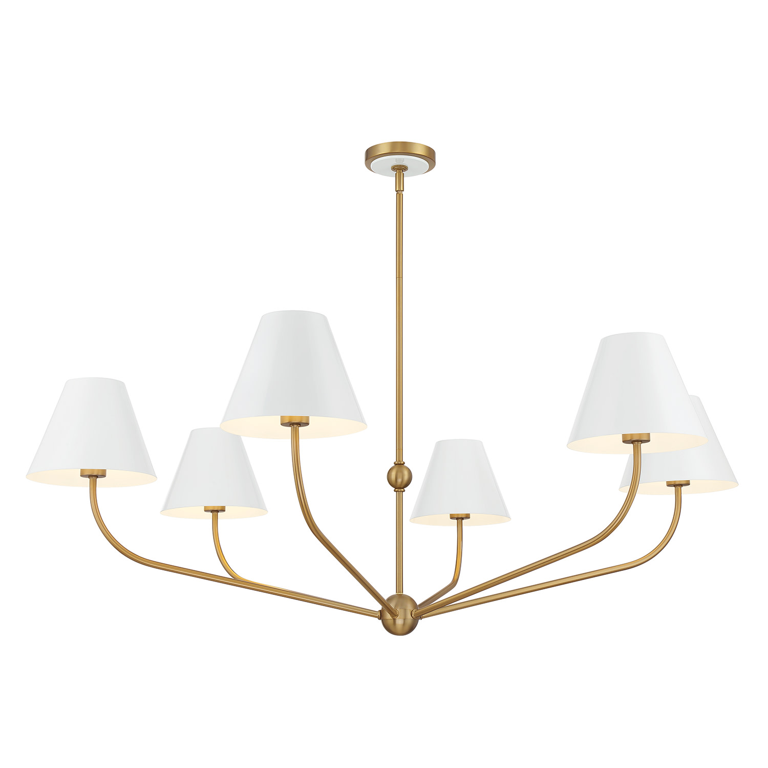 Photos - Chandelier / Lamp Wide Crystorama Lighting Group XAV-B9319 Xavier 6 Light 48"  Chandelier with Steel Shades Vibrant Gold / White Indoor Lightin 