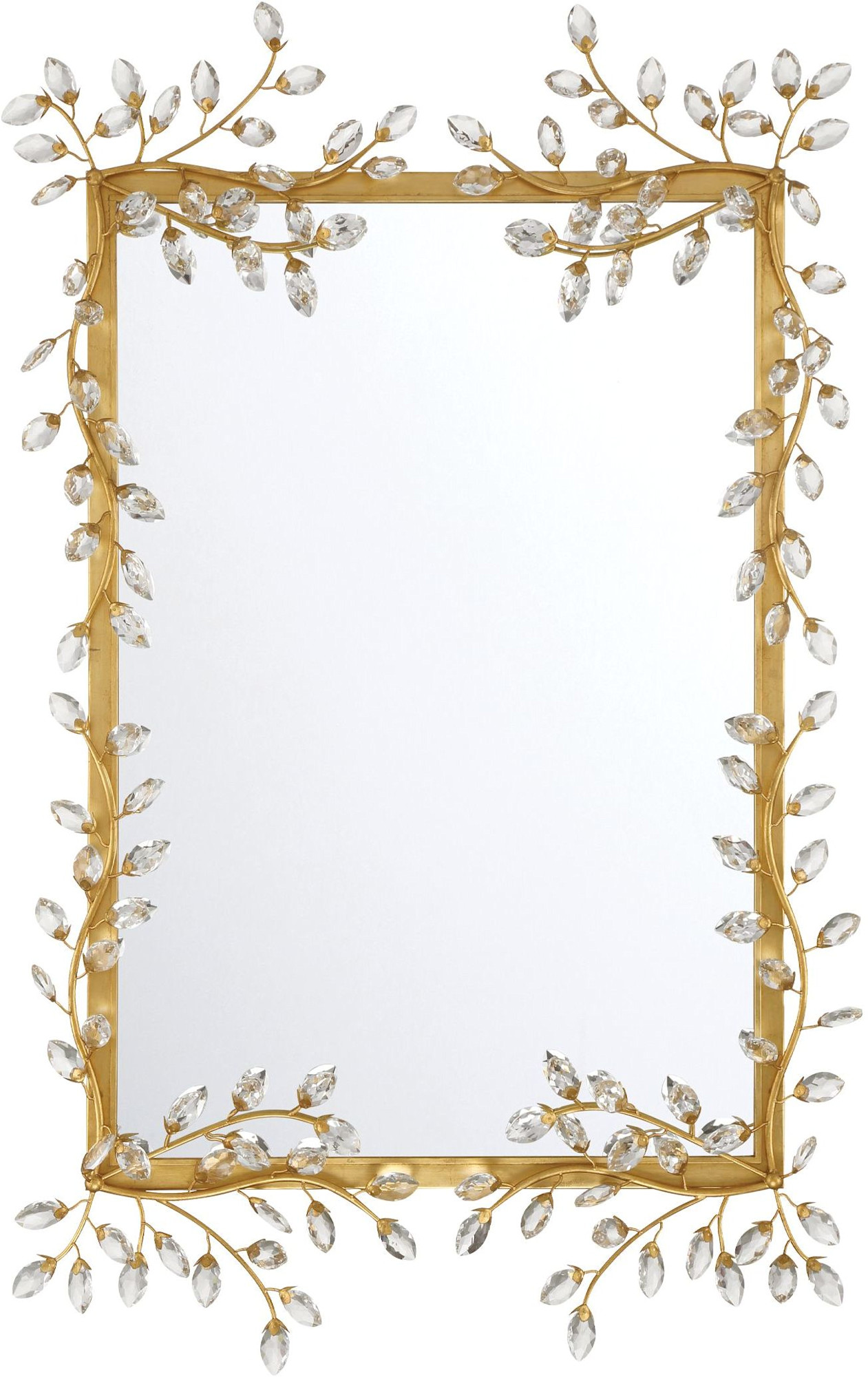 Photos - Wall Mirror A&D Currey and Company 1000-0161 Forget-Me-Not 31-1/2"W x 51"H Rectangular Flat Framed Accent Mirror Clear / Chinois Gold Leaf H 