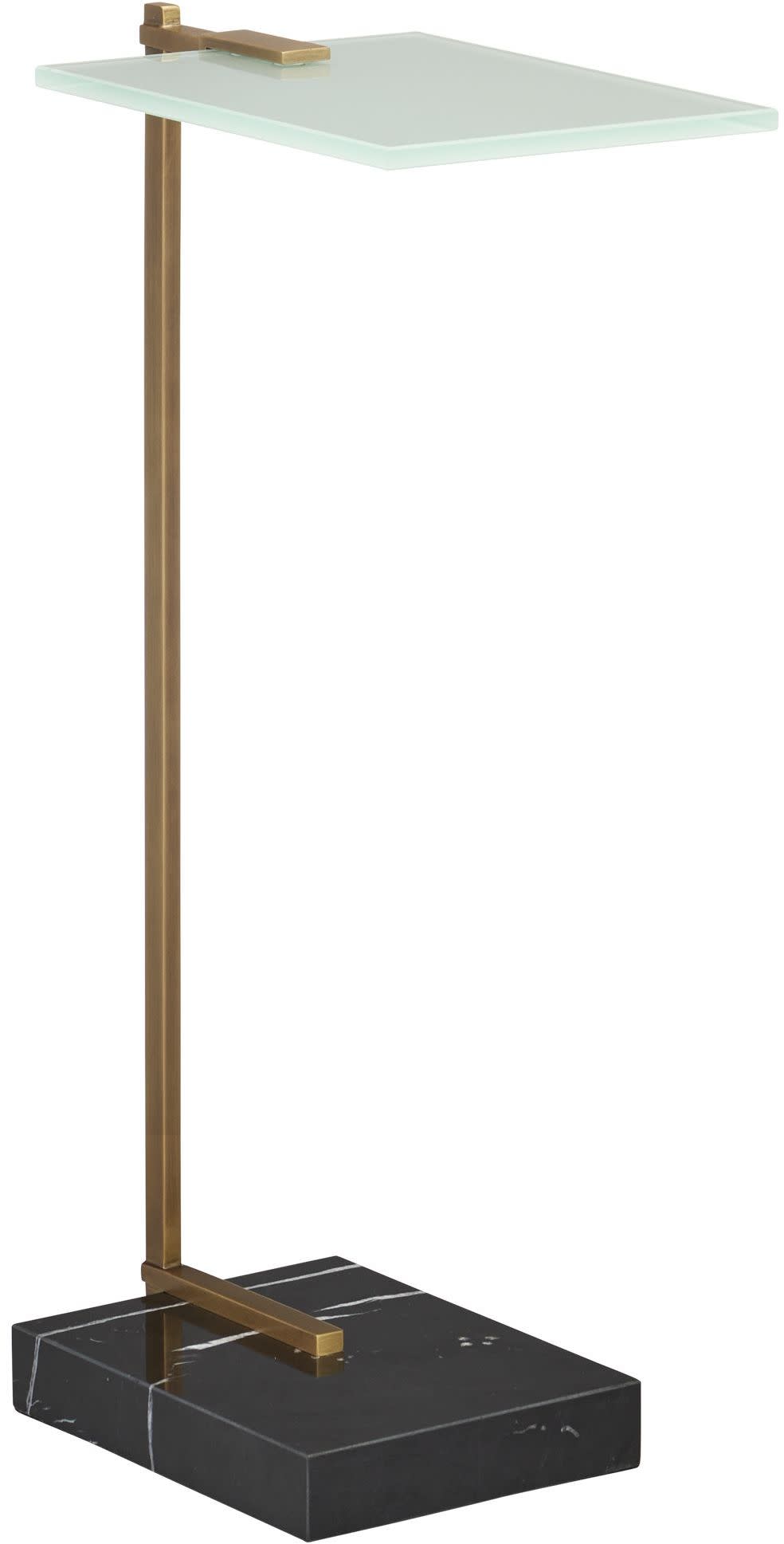 Photos - Floodlight / Street Light Currey and Company 4000-0032 Neil 8" Wide Marble and Tempered Glass Accent Table Antique Brass / Black Indoor Furniture Tabl