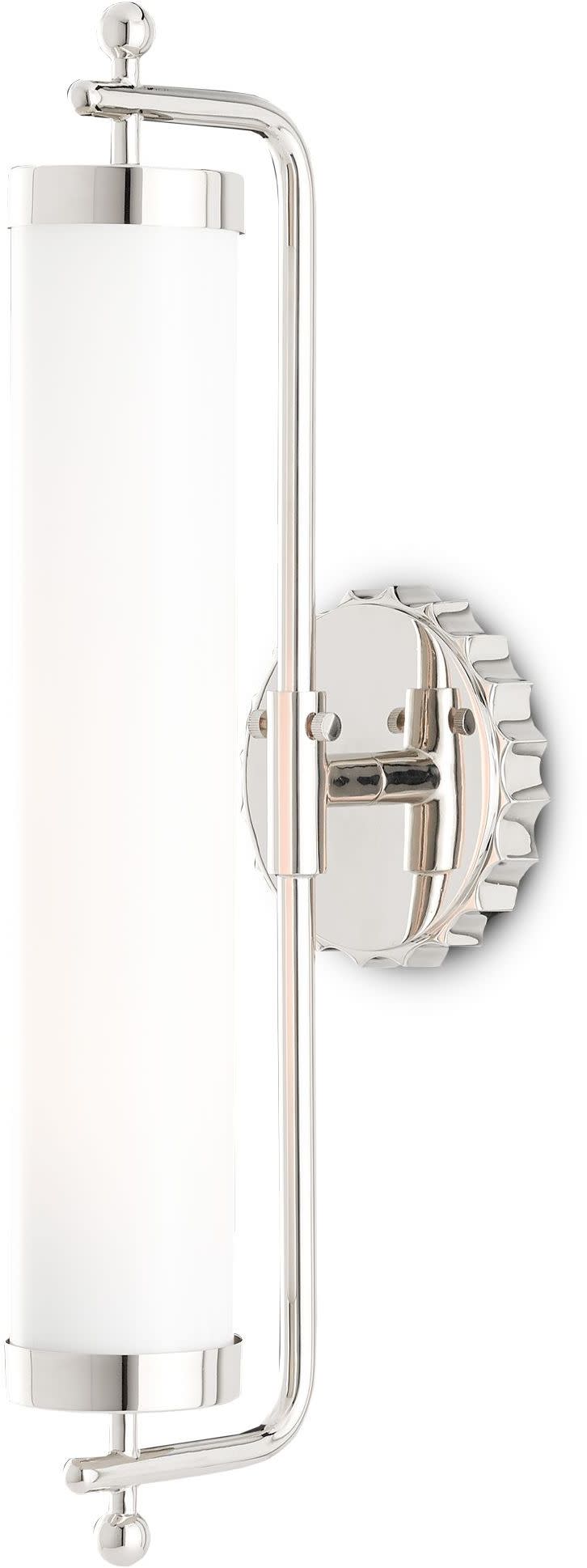 Photos - Chandelier / Lamp NICKEL Currey and Company 5000-0142 Latimer 20" Tall Wall Sconce with Glass Shade Polished  Indoor Lighting Wall Sconces 