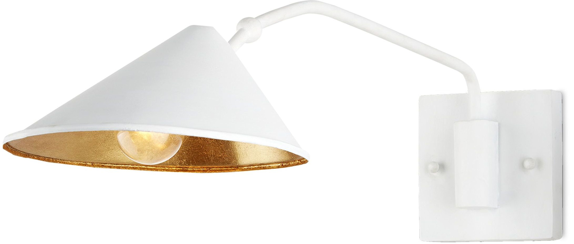 Photos - Chandelier / Lamp Currey and Company 5000-0205 Serpa 6" Tall Wall Sconce Gesso White / Contemporary Gold Leaf Indoor Lighting Wall Sconces