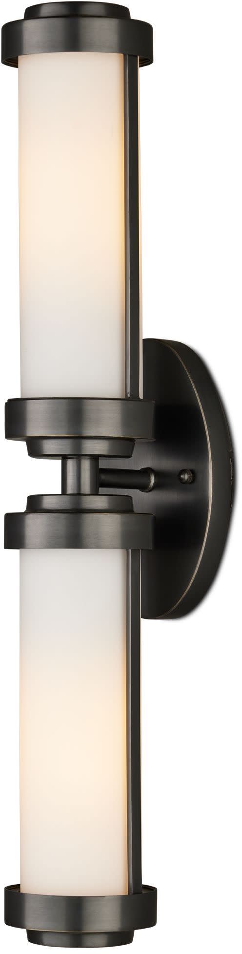 Photos - Chandelier / Lamp Currey and Company 5800-0045 Bowland 2 Light 23" Tall Oil Rubbed Bronze Bath Wall Sconce with Frosted Glass Shades Oil Rubbe