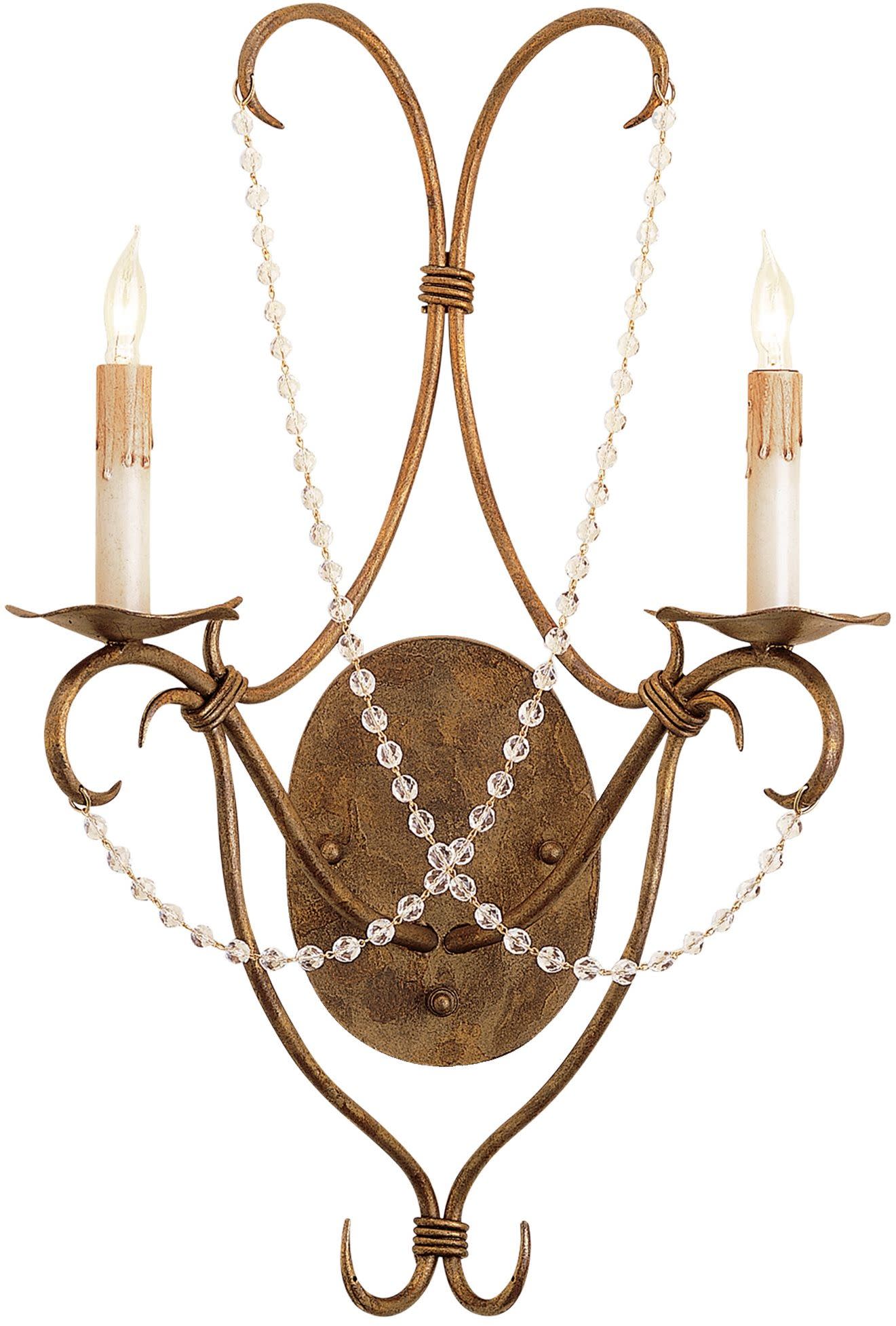 Photos - Chandelier / Lamp Currey and Company 5880 Crystal Lights Plug-In Wall Sconce with Customizable Shades Rhine Gold Indoor Lighting Wall Sconces