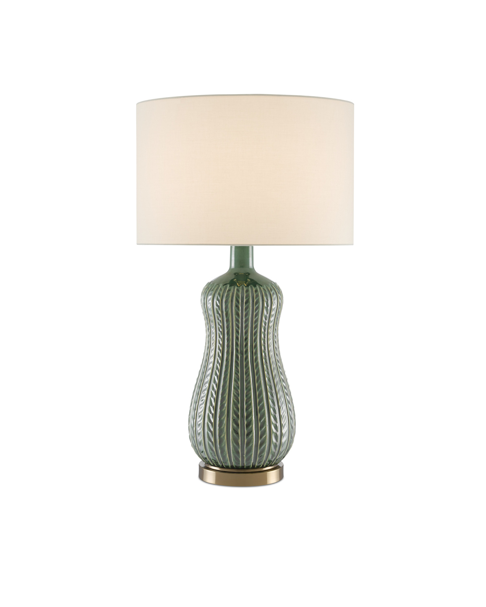 Photos - Desk Lamp Currey and Company 6000-0673 29" Tall LED Vase Table Lamp Green / Antique Brass / Ivory Lamps Table Lamps