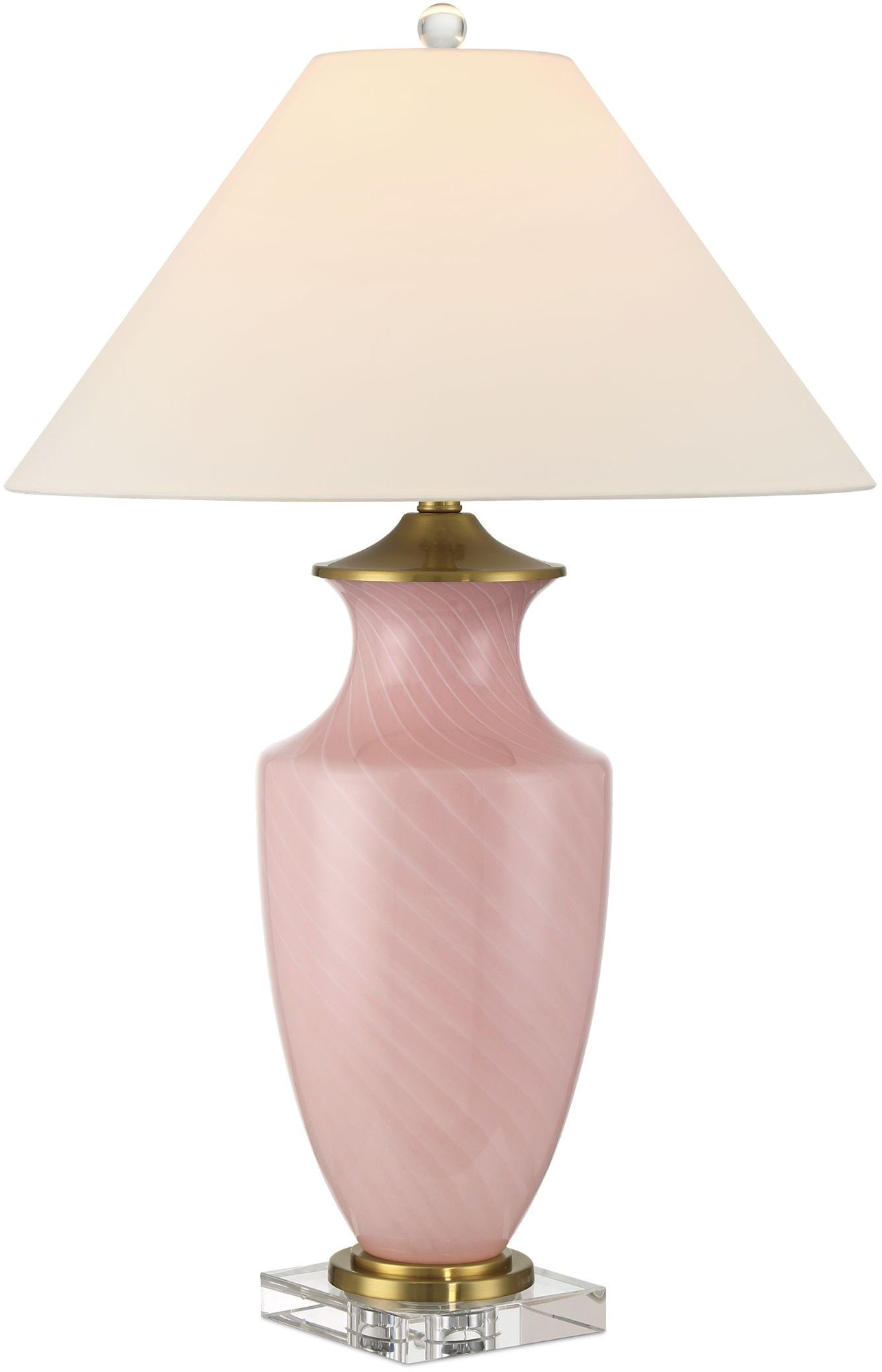 Photos - Desk Lamp Clear Currey and Company 6000-1023 Lucy 31" Tall Vase Table Lamp Pink /  Lamps Table Lamps 