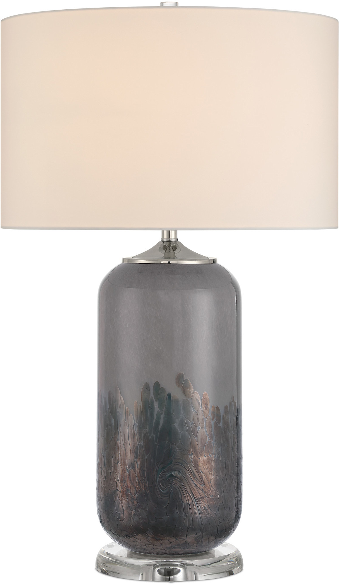 Photos - Desk Lamp Clear Currey and Company 6000-1071 Lewes 30" Tall Vase Table Lamp Gray /  / Polished Nickel Lamps Table Lamps 