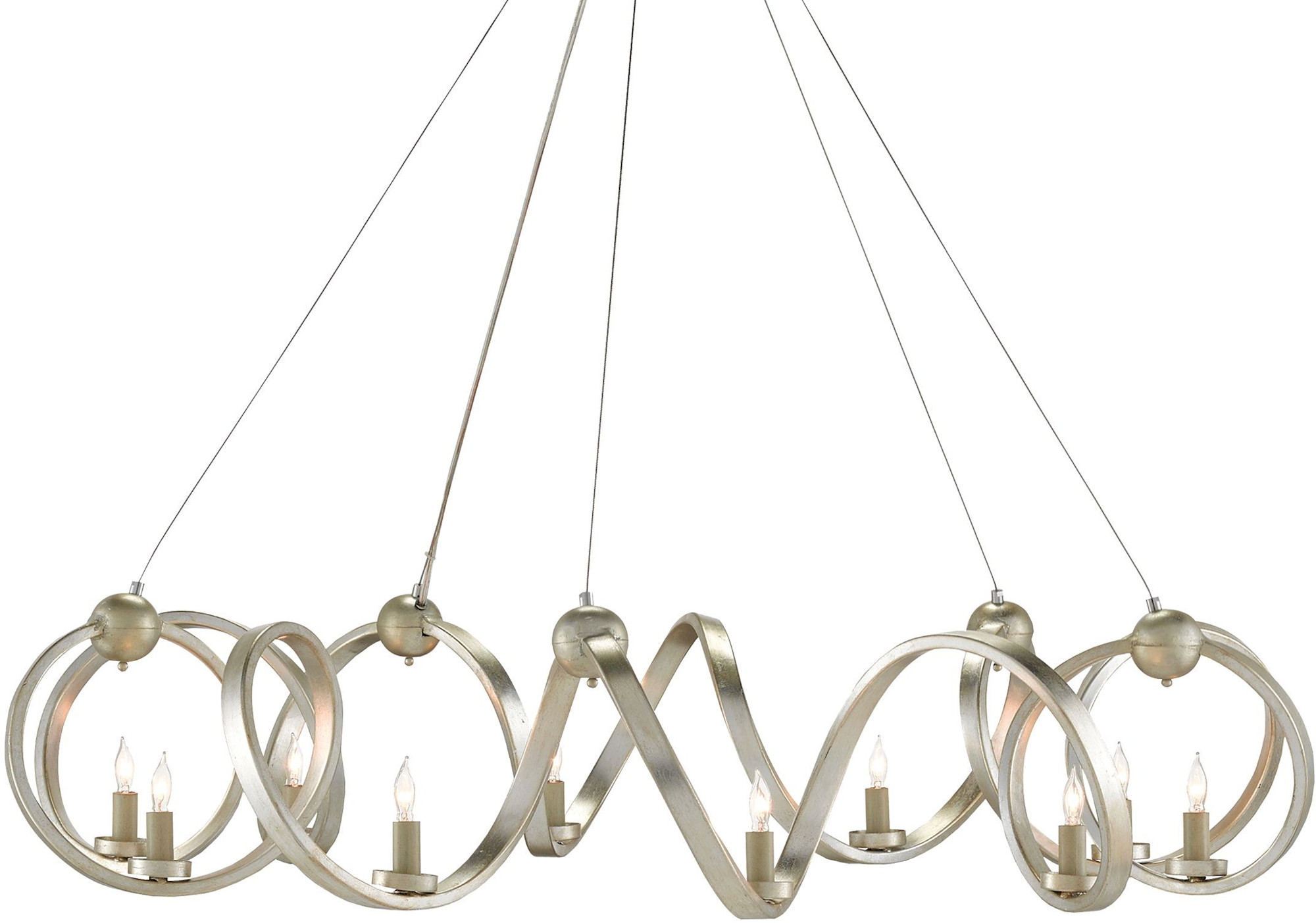 Photos - Chandelier / Lamp Wide Currey and Company 9000-0059 Ringmaster 10 Light 46"  Single Tier Candle Style Chandelier Contemporary Silver Leaf Indoo 