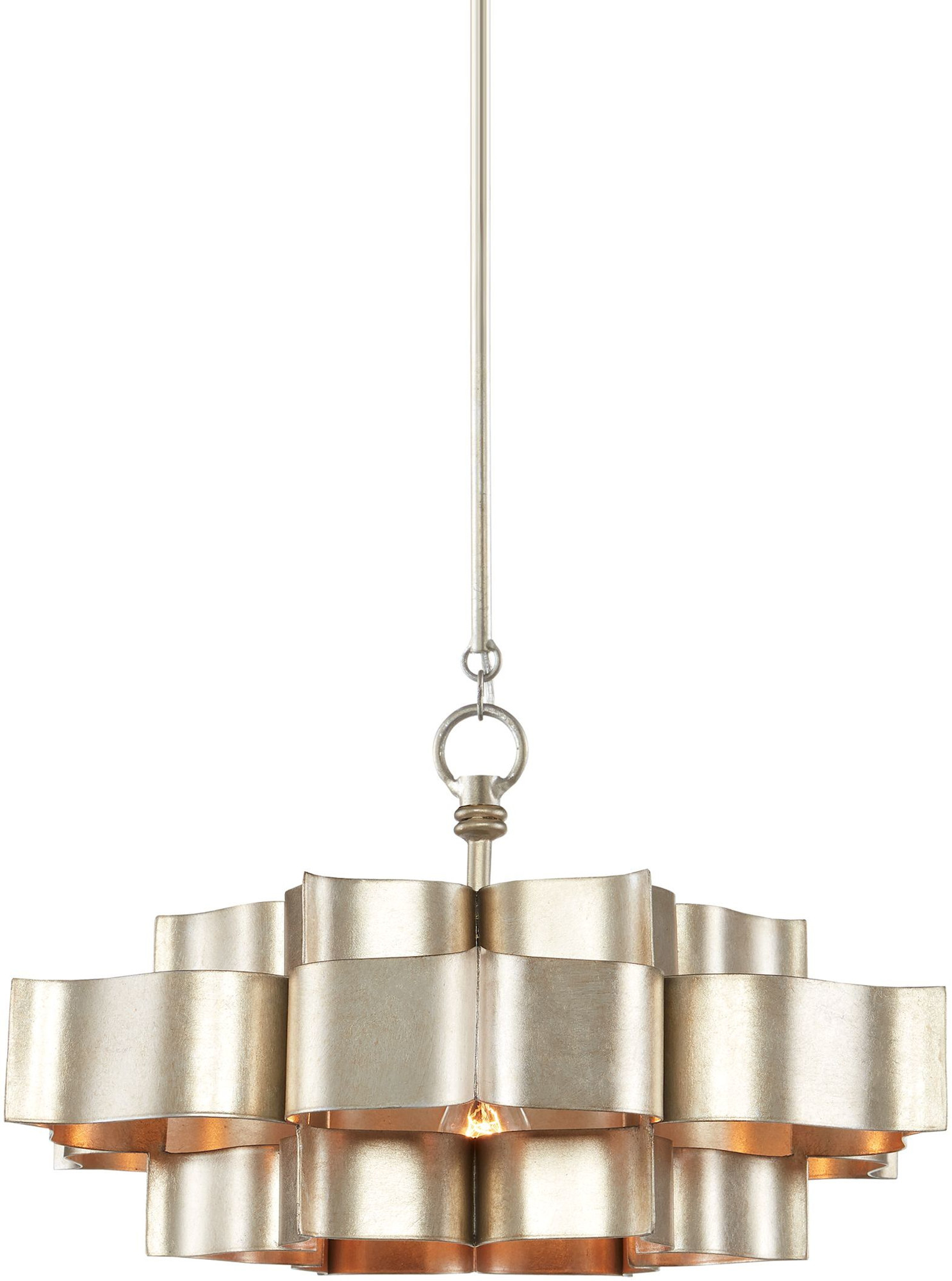 Photos - Chandelier / Lamp Grand Currey and Company 9000-0374  Lotus Single Light 20" Wide Wrought Iron Chandelier / Semi-Flush Ceiling Fixture Silver L 