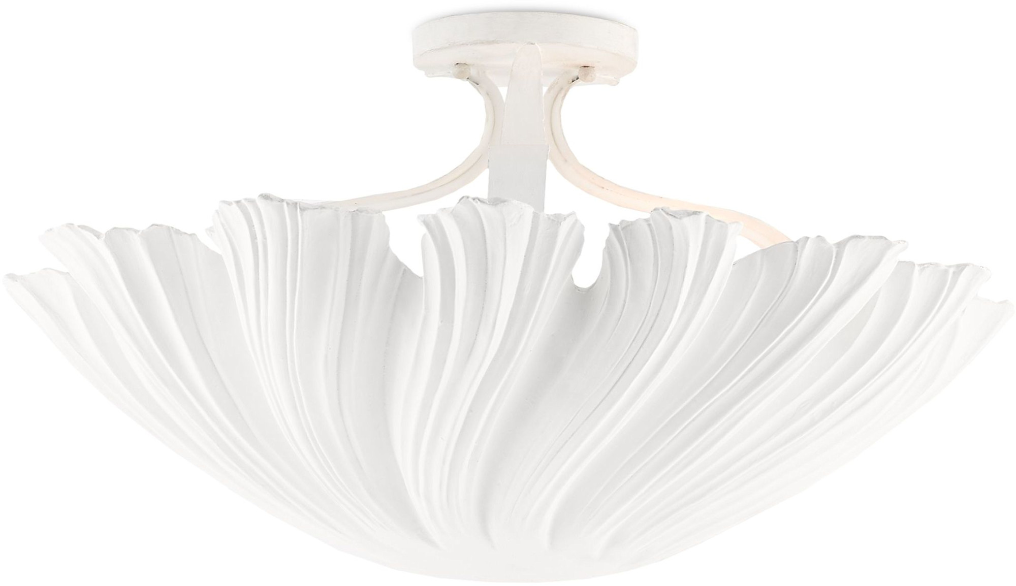 Photos - Chandelier / Lamp Hadley Currey and Company 9000-0466  3 Light 23" Wide Semi-Flush Bowl Ceiling Fixture Gesso White Indoor Lighting Ceiling Fix 