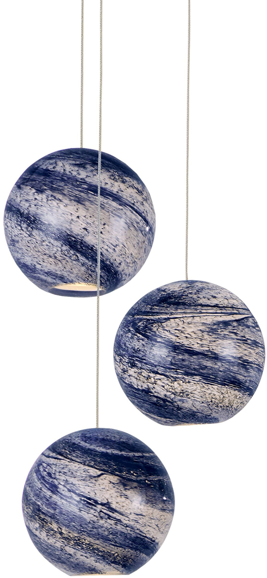 Photos - Chandelier / Lamp Wide Currey and Company 9000-1006 Palatino 3 Light 11" Multi Light Pendant Blue Marbled / Silver Indoor Lighting Pendants