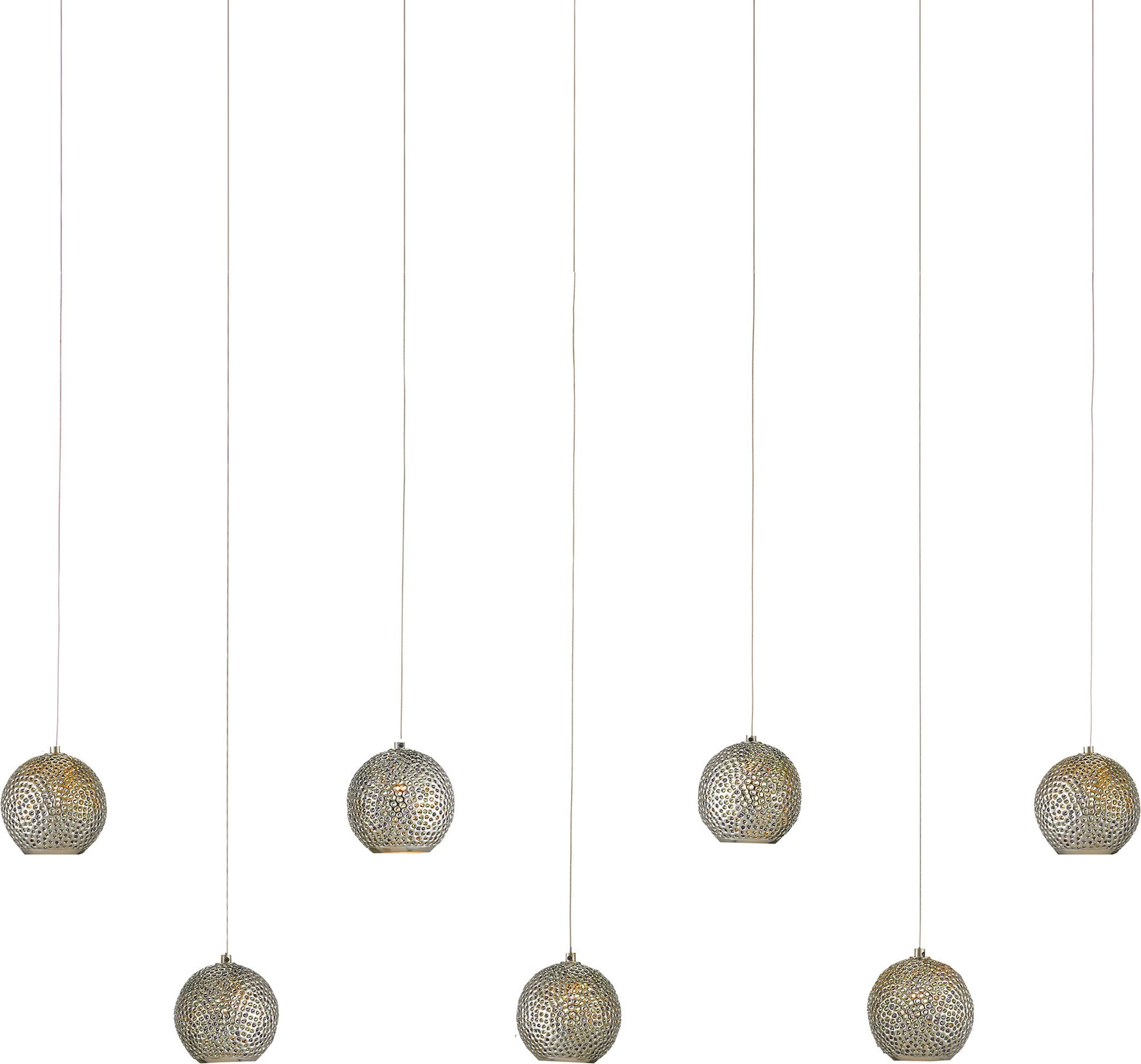 Photos - Chandelier / Lamp Currey and Company 9000-1056 Giro 7 Light 59" Wide Linear Pendant Nickel / Blue / Silver Indoor Lighting Pendants