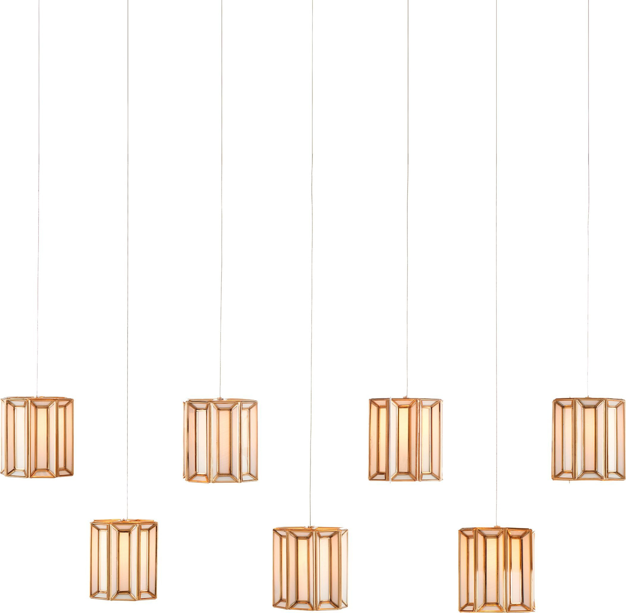 Photos - Chandelier / Lamp Wide Currey and Company 9000-1063 Daze 7 Light 60"  Linear Pendant White / Brass / Silver Indoor Lighting Pendants 