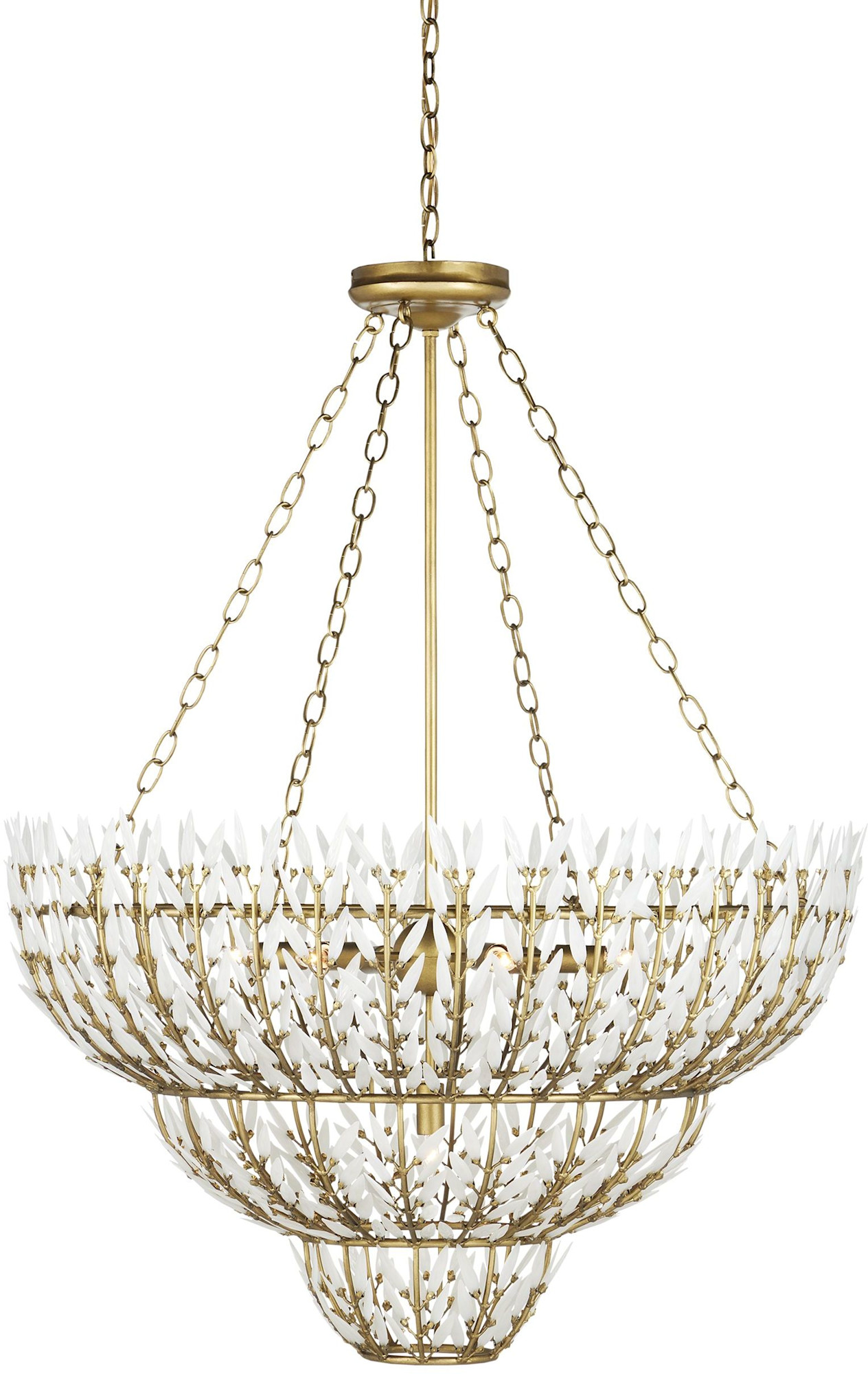 Photos - Chandelier / Lamp Magnum Currey and Company 9000-1099 Opus 7 Light 35" Wide Waterfall Chandelier Brass / White Indoor Lighting Chandeliers