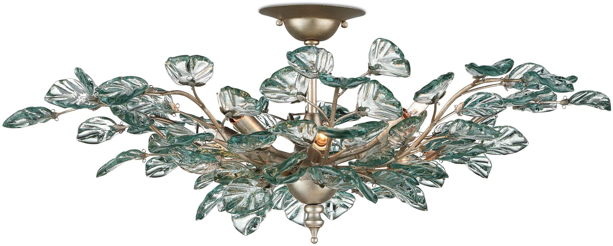 Photos - Chandelier / Lamp BAOBAB Currey and Company 9000-1260  8 Light 34" Wide Semi-flush Ceiling Fixture Contemporary Silver Leaf / Clear Indoor Ligh 