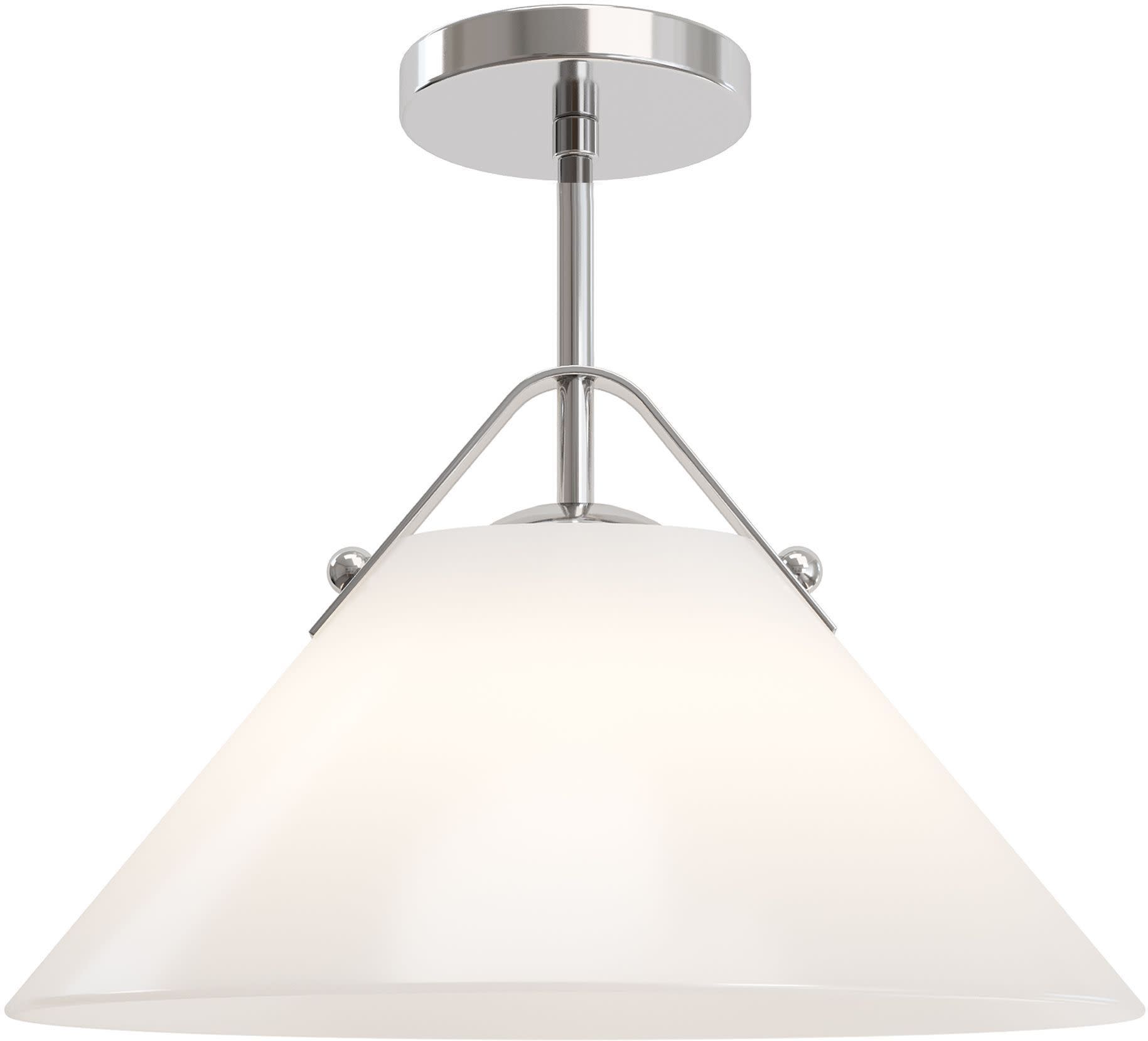 Photos - Chandelier / Lamp Wide Currey and Company 9000-1280 Bronwen 19"  Semi-Flush Ceiling Fixture Opaque White / Polished Nickel Indoor Lighting Ceil 