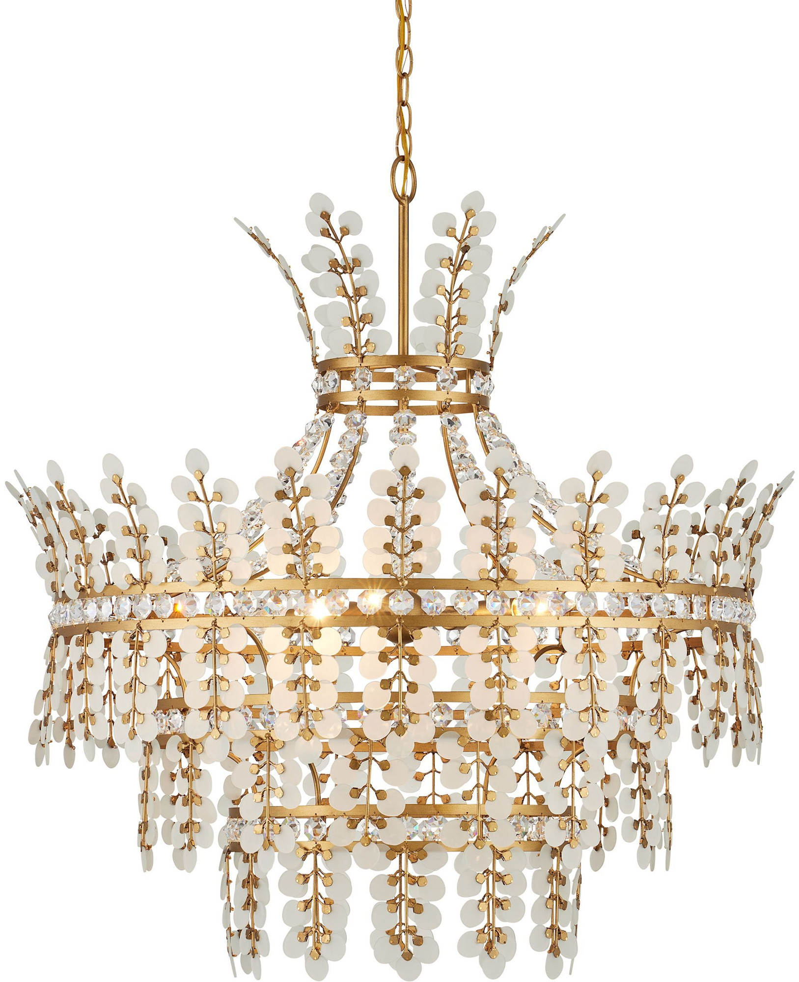 Photos - Chandelier / Lamp Wide Currey and Company 9000-1295 Bradshaw 4 Light 36"  Crystal Chandelier Frosted / Clear / Brass Indoor Lighting Chandelier 