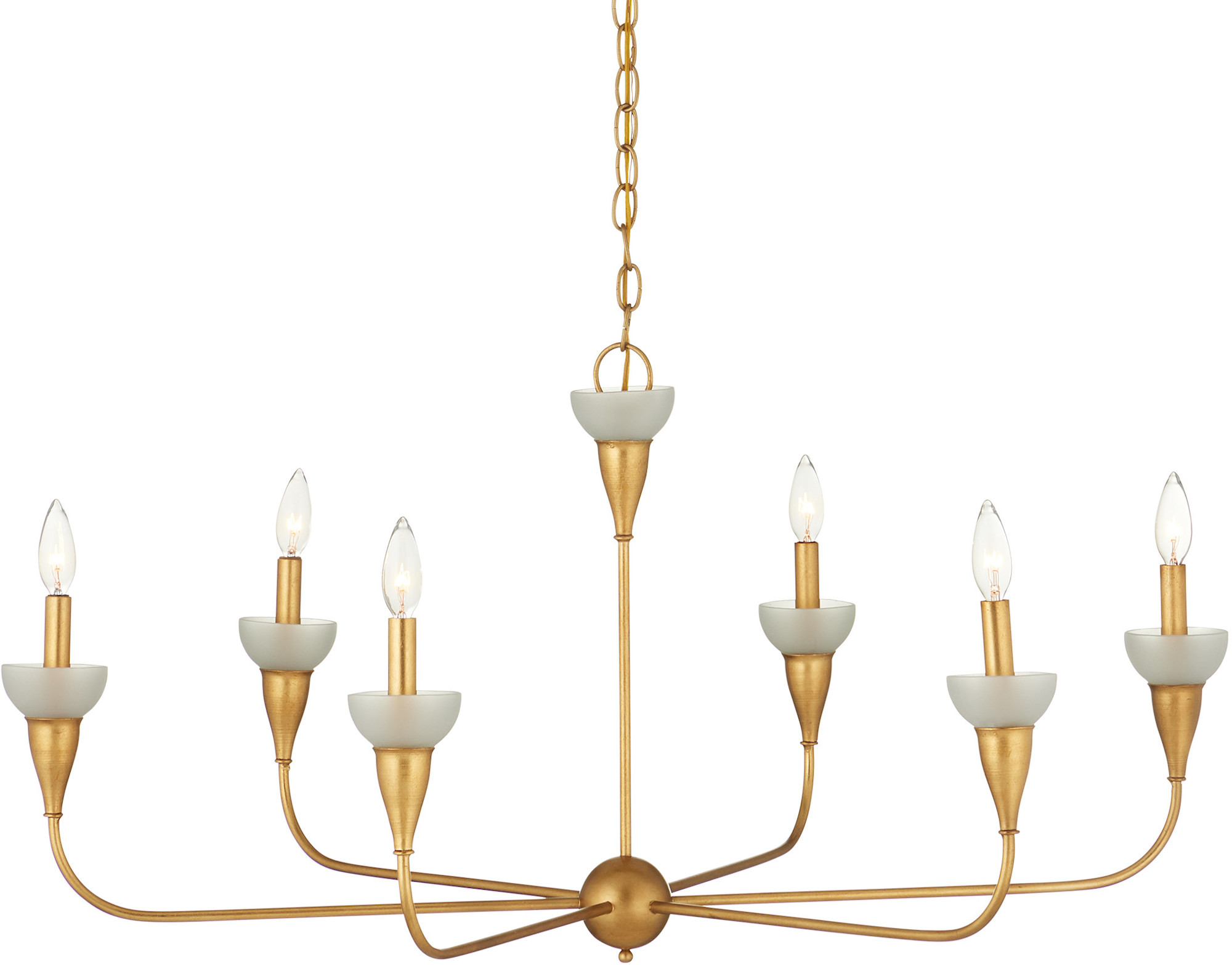 Photos - Chandelier / Lamp Aurelia Ceramiche Currey and Company 9000-1328 Aurelia 6 Light 40" Wide Taper Candle Style Chandelier Contemporary Gold Leaf / Frosted Indoor 