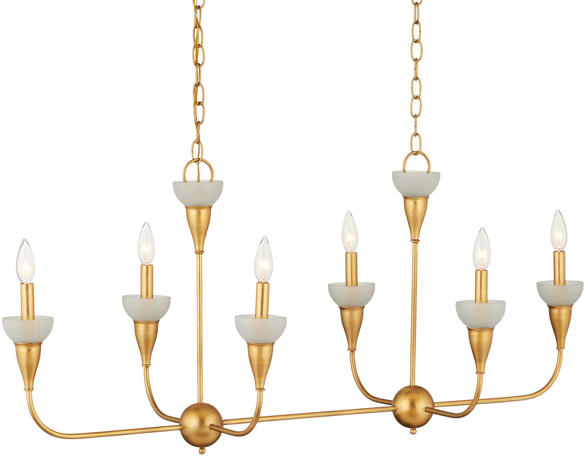 Photos - Chandelier / Lamp Aurelia Ceramiche Currey and Company 9000-1329 Aurelia 6 Light 46" Wide Taper Candle Style Chandelier Contemporary Gold Leaf / Frosted Indoor 