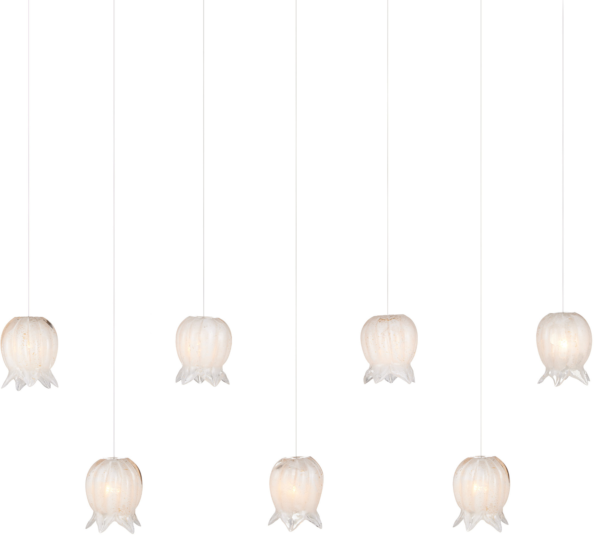 Photos - Chandelier / Lamp Wide Currey and Company 9000-1410 Polpo 7 Light 57"  Linear Pendant White / Silver Indoor Lighting Pendants 