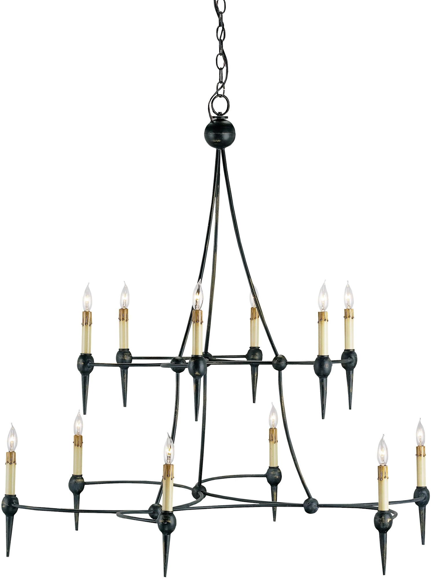 Photos - Chandelier / Lamp Wide Currey and Company 9157 Danielli 41"  12 Light Large Chandelier with Optional Customizable Shades French Black Indoor Li 
