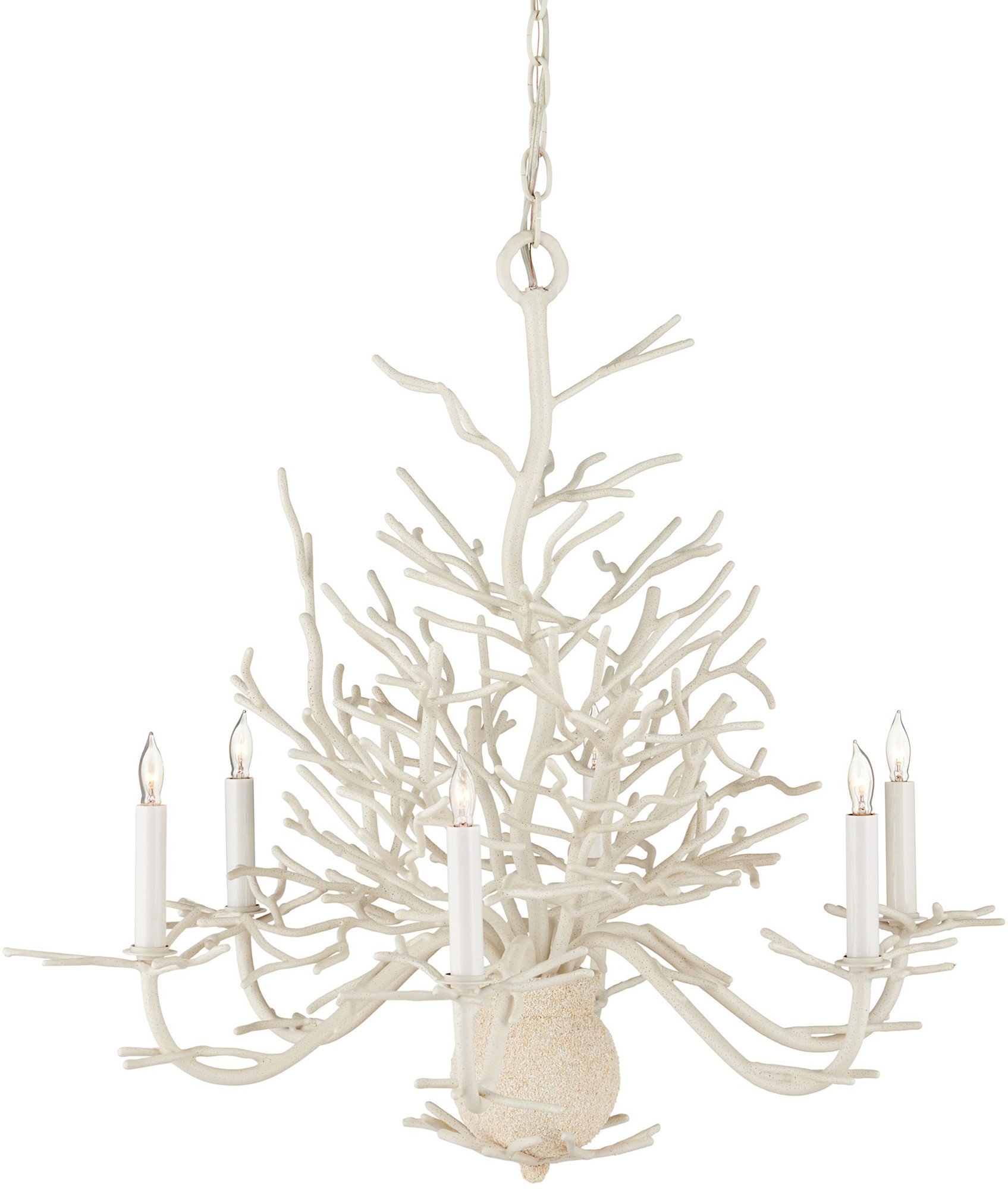 Photos - Chandelier / Lamp Wide Currey and Company 9218 Seaward 29"  6 Light Chandelier with White Coral White Coral/Natural Sand Indoor Lighting Chande 