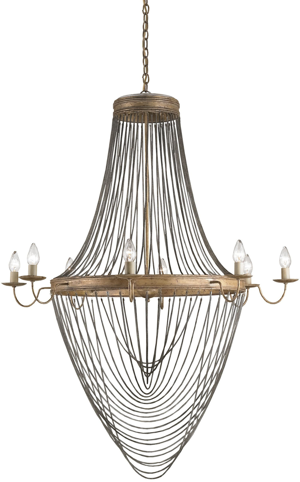 Photos - Chandelier / Lamp Lucien Currey and Company 9412  46" Wide 8 Light 1 Tier Chandelier French Gold Leaf Indoor Lighting Chandeliers 