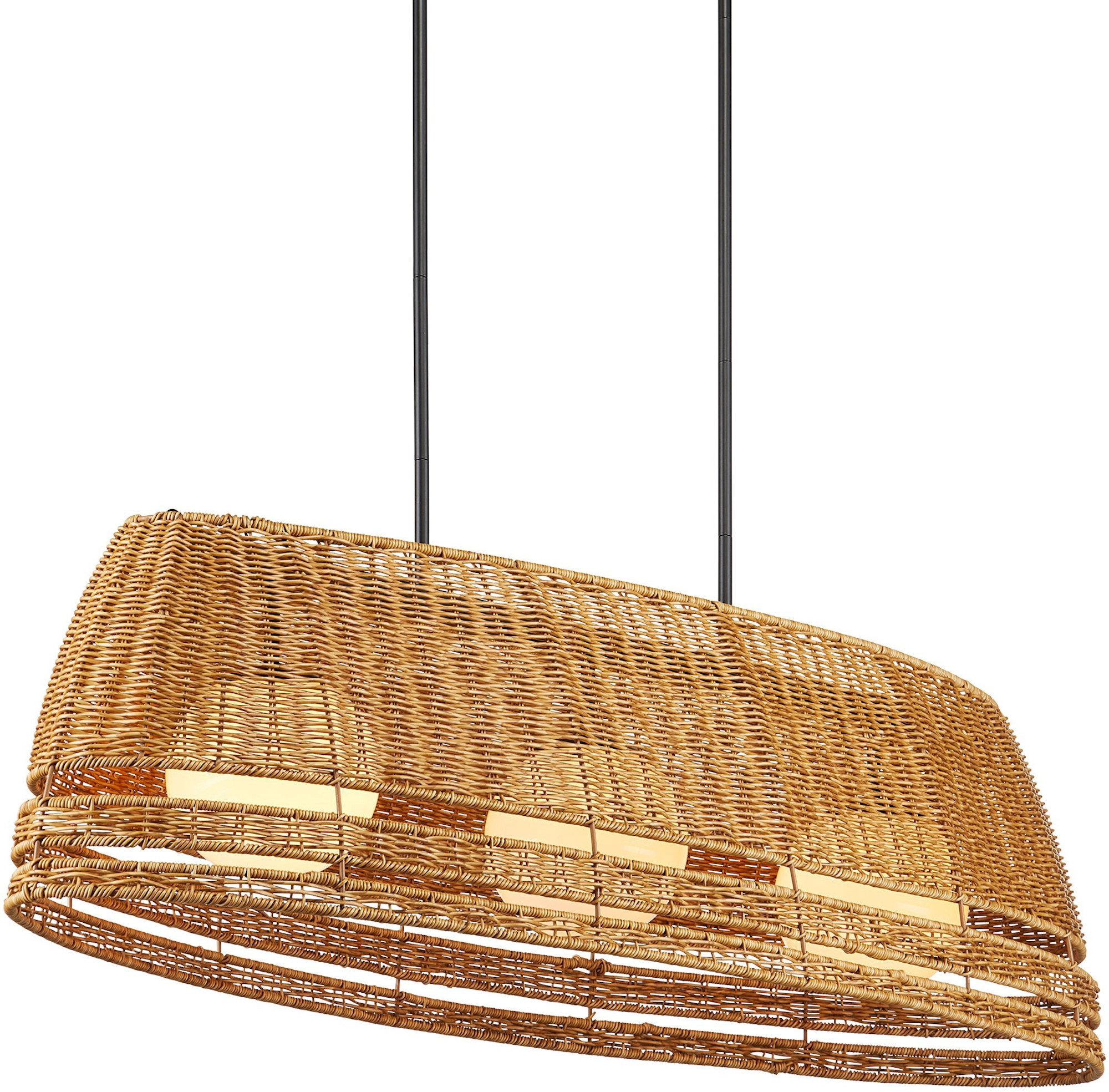 Photos - Floodlight / Street Light A&D Currey and Company 9500-0021 Barbary 3 Light 53" Wide Linear Outdoor Chandelier Natural / Black / Frosted White Outdoor Ligh 