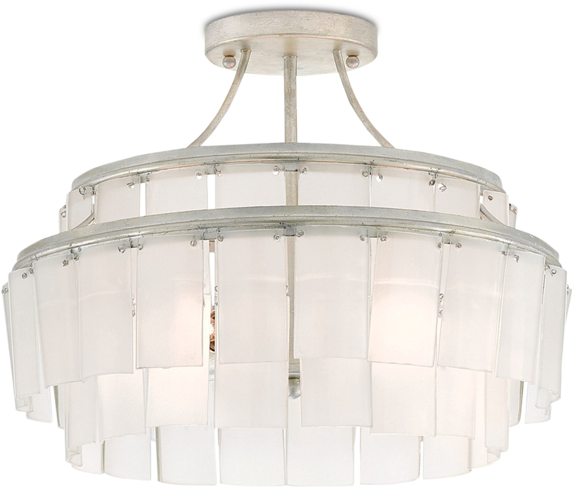 Photos - Chandelier / Lamp Wide Currey and Company 9999-0030 Vintner Blanc 3 Light 15-1/2"  Semi Flush Ceiling Fixture with Recycled Bottle Glass Contem 